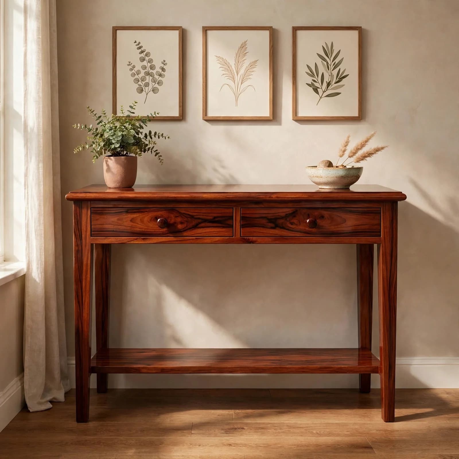 Sheesham Wood Console Table - Honey Finish