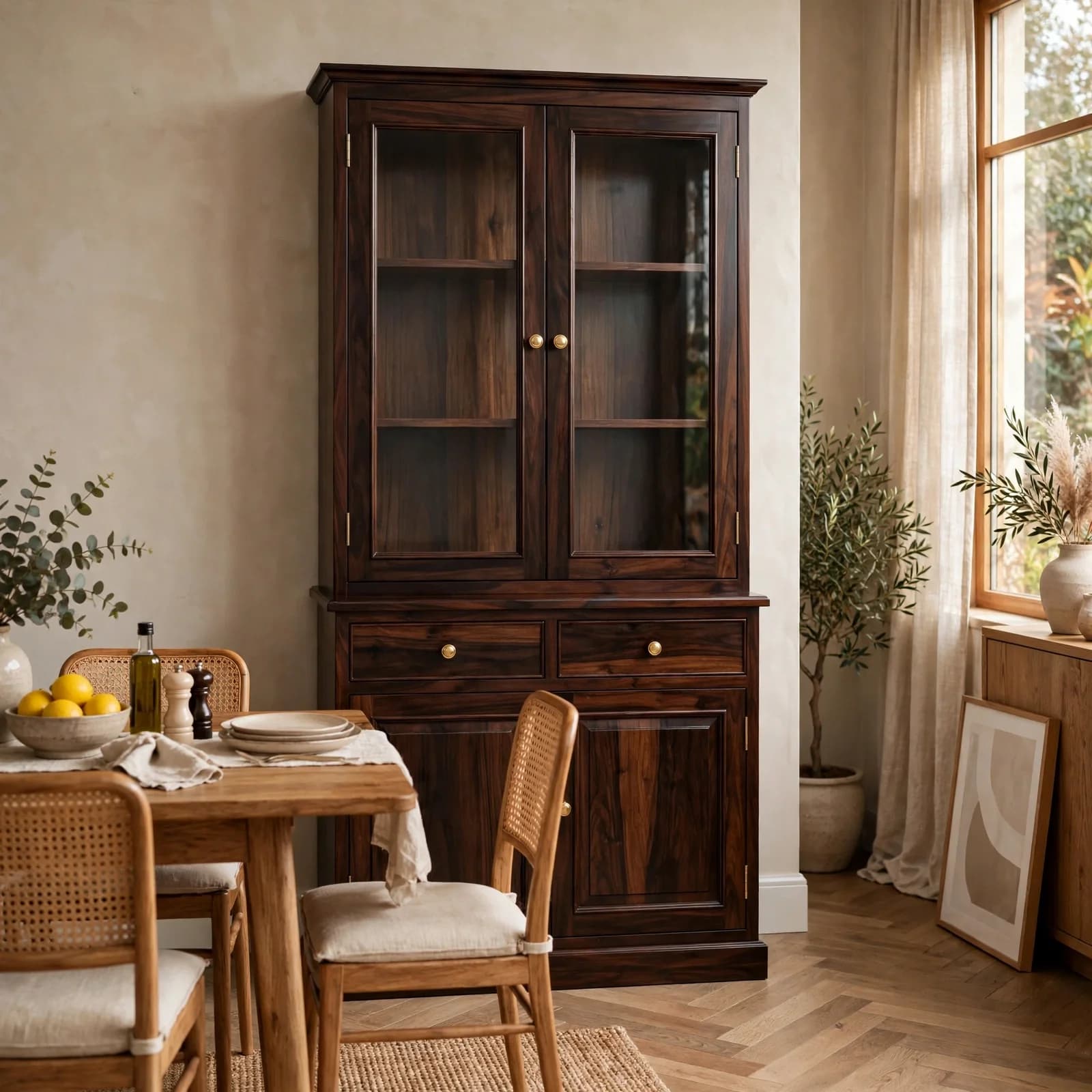 Sheesham Wood Hutch - Walnut Finish