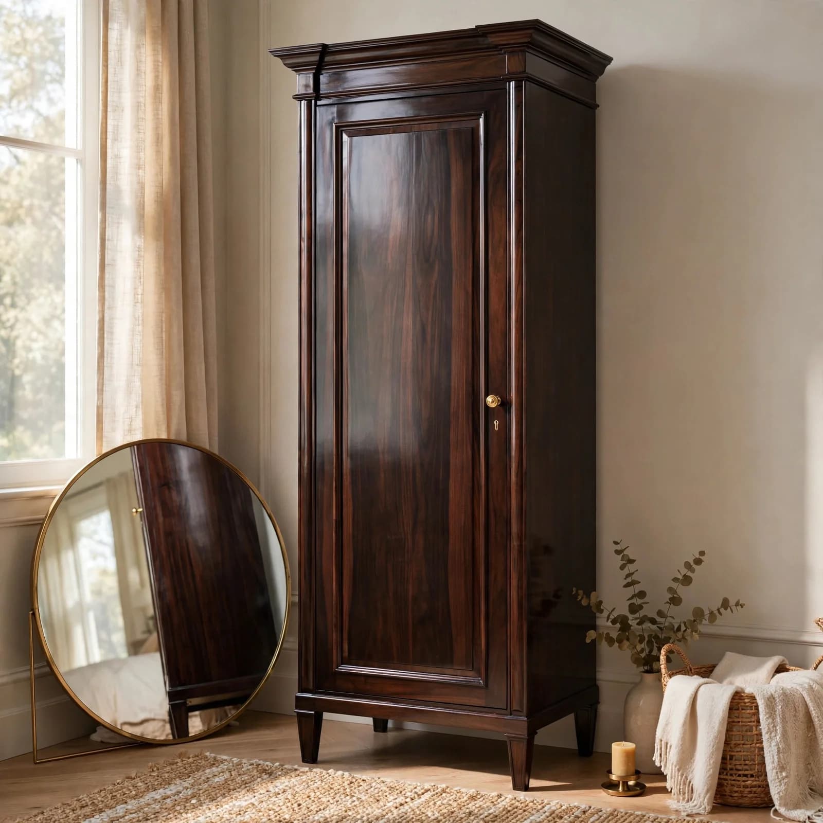 Sheesham Wood Jewelry Armoire - Walnut Finish