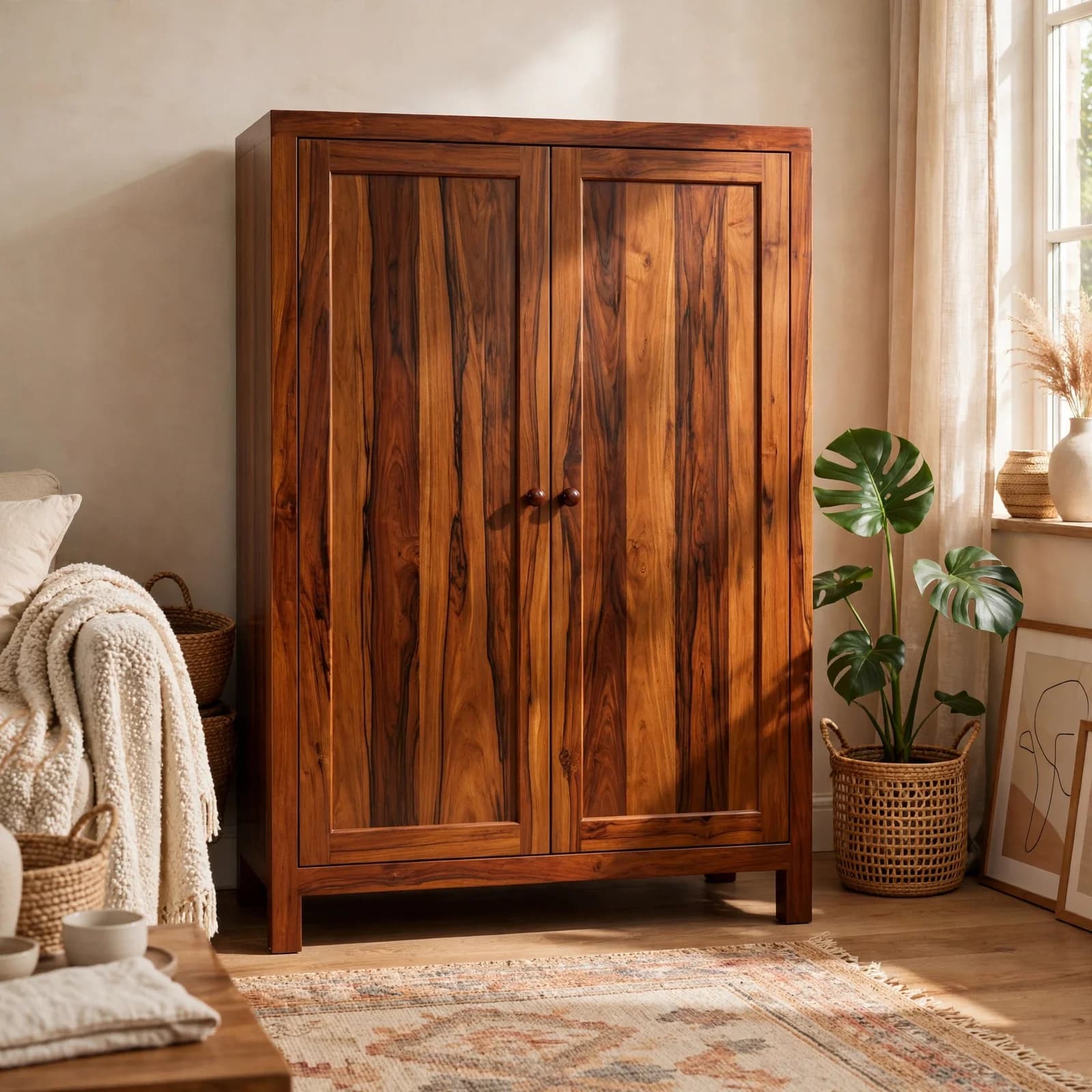 Sheesham Wood Multipurpose Storage Unit - Honey Finish
