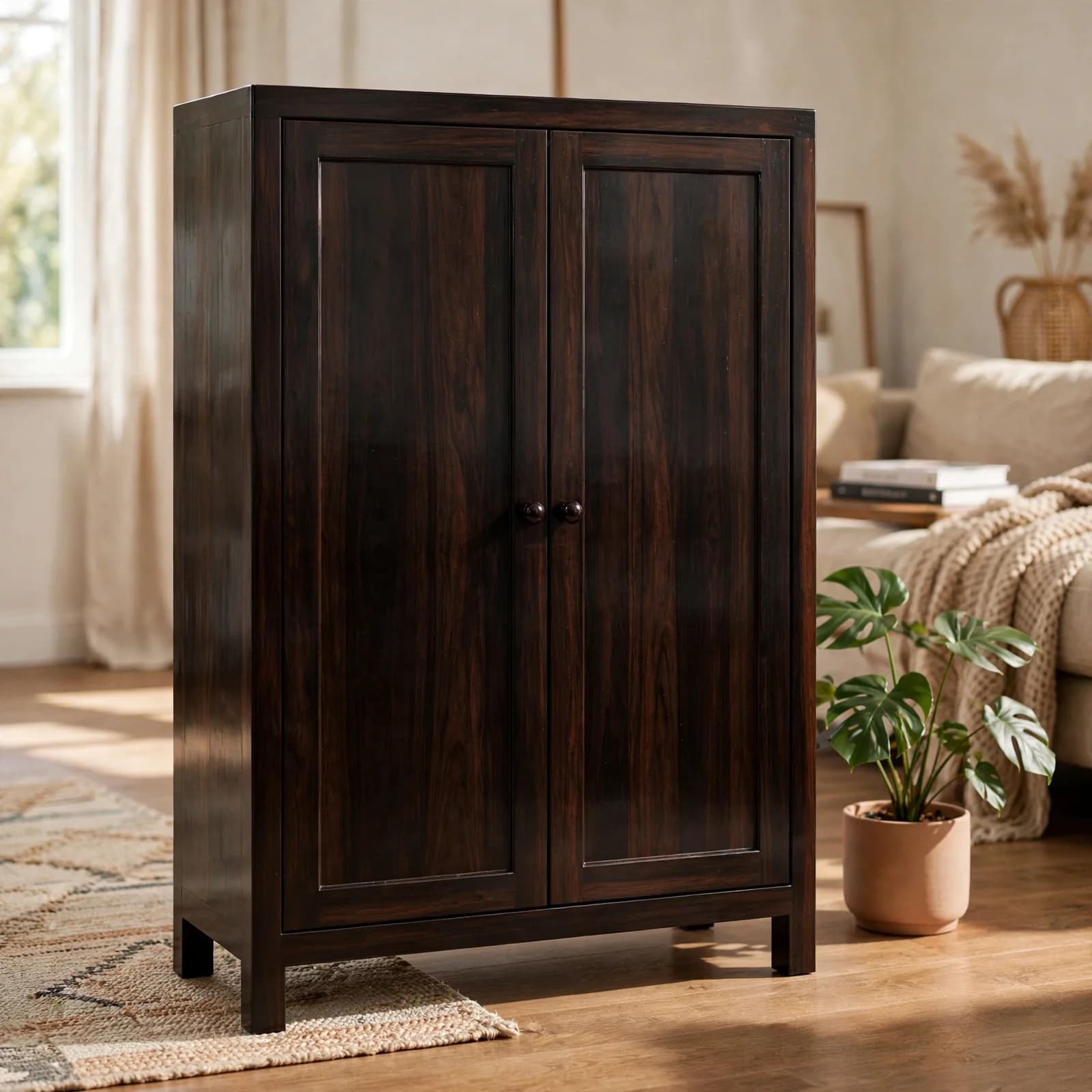 Sheesham Wood Multipurpose Storage Unit - Walnut Finish