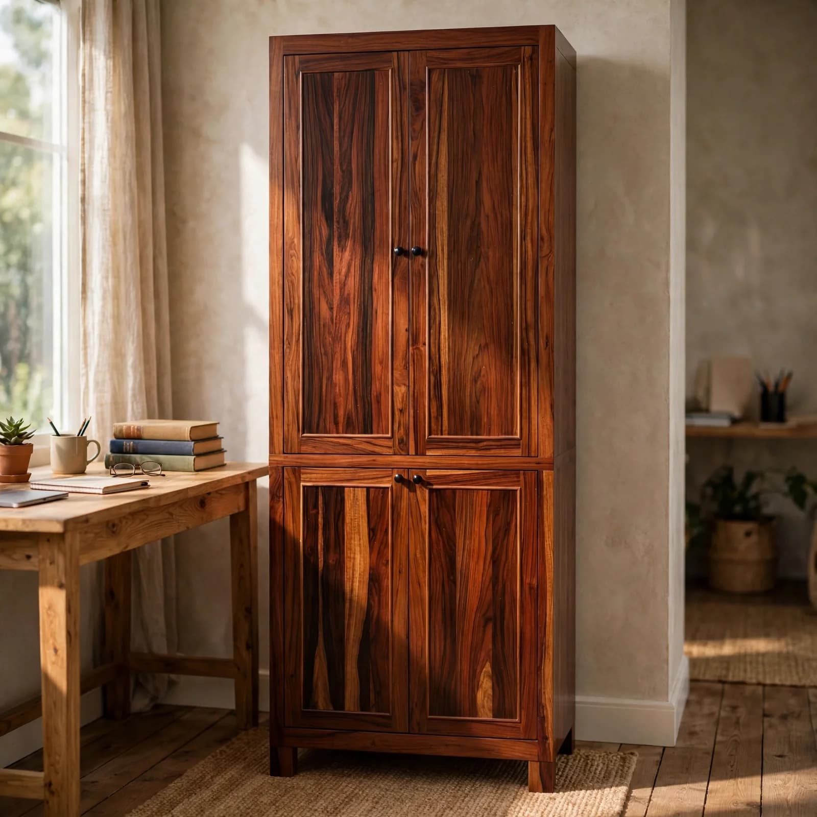 Sheesham Wood Office Bookshelf - Honey Finish