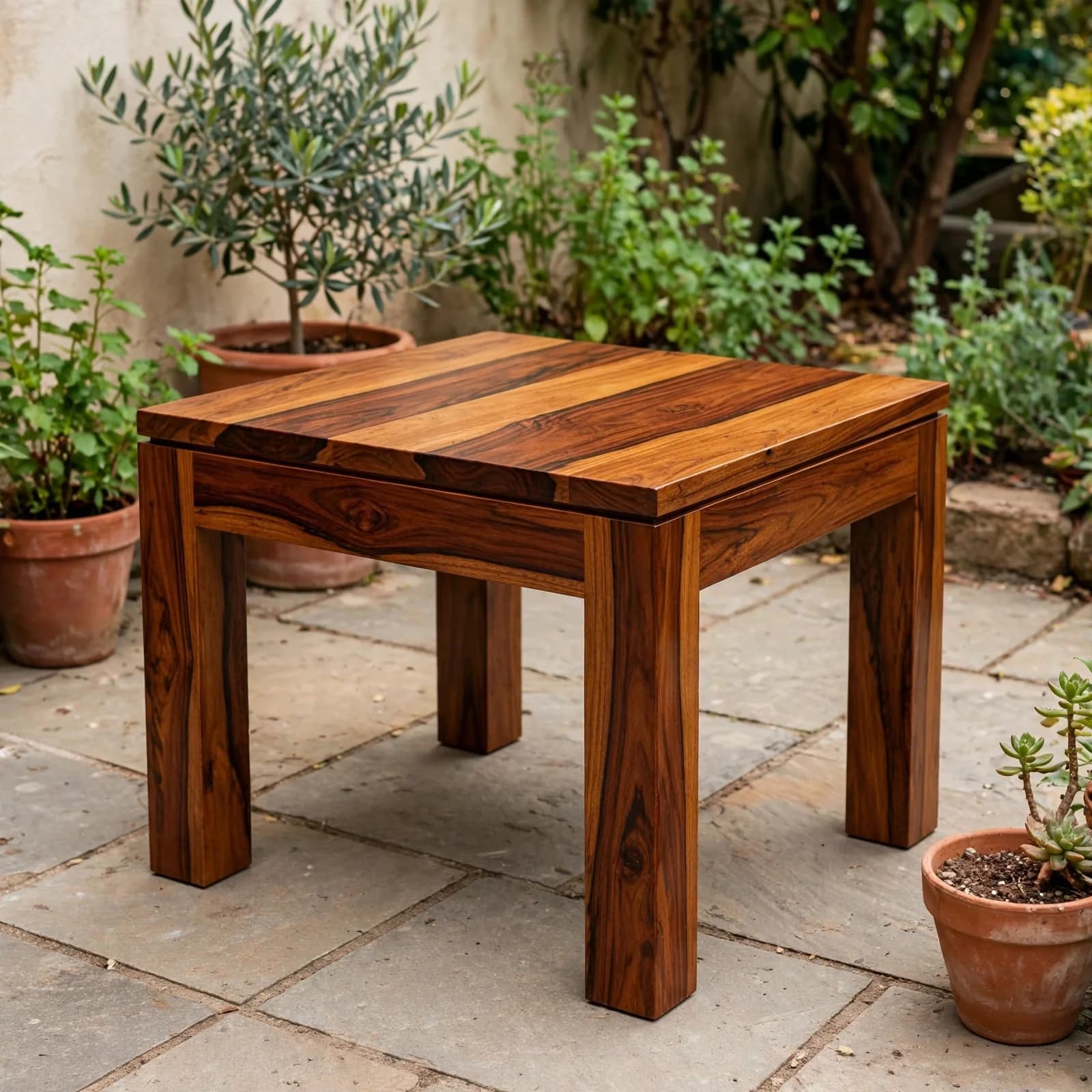 Sheesham Wood Outdoor Accessory Table - Honey Finish