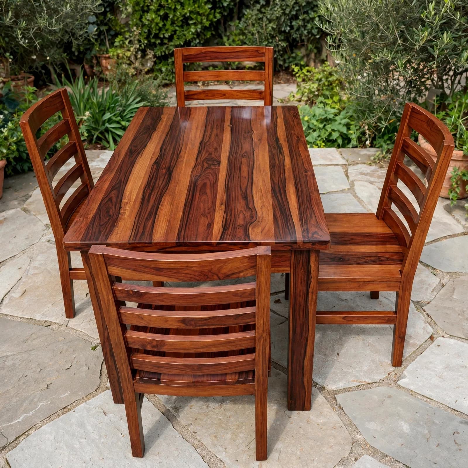 Sheesham Wood Outdoor Dining Set - Honey Finish