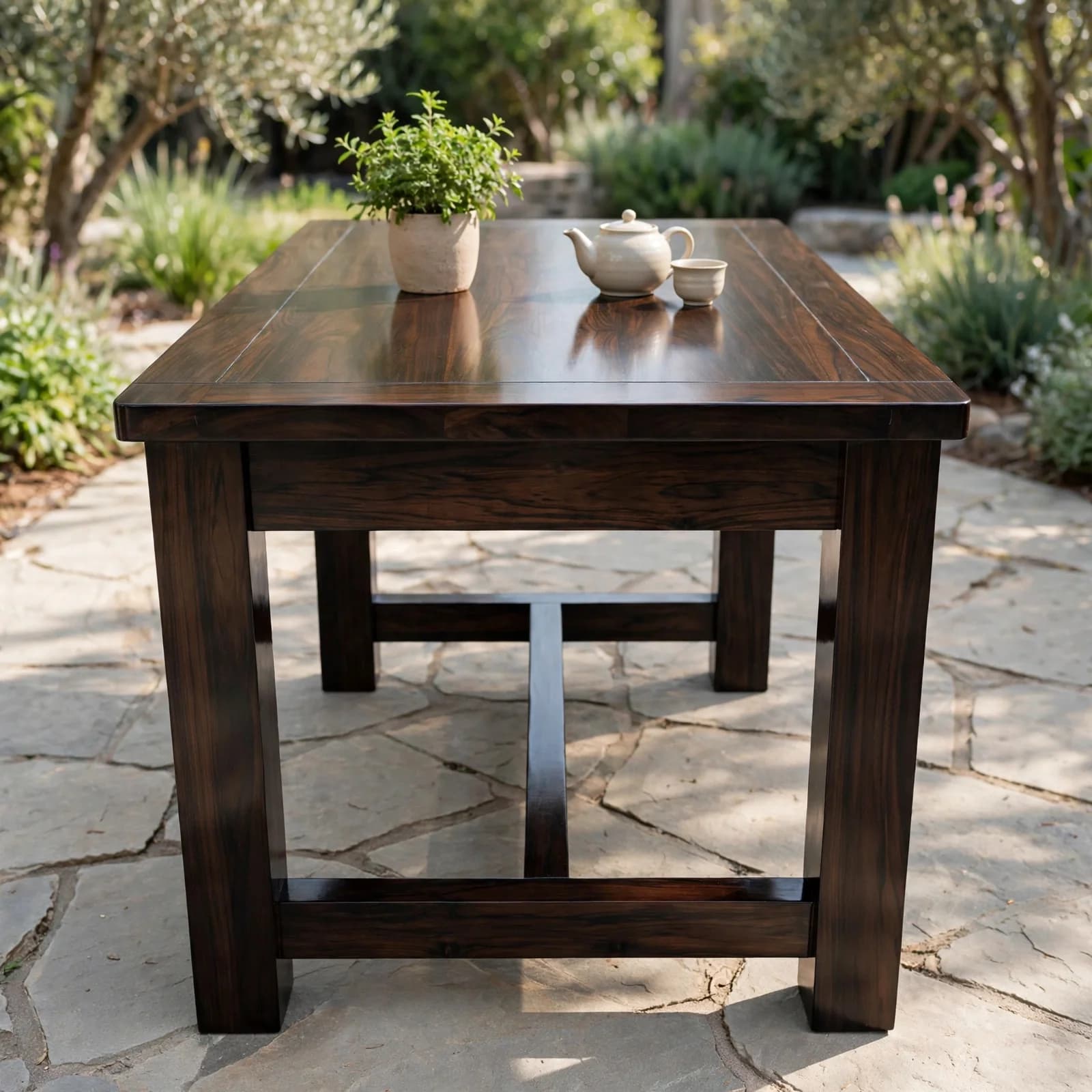 Sheesham Wood Outdoor Table - Walnut Finish