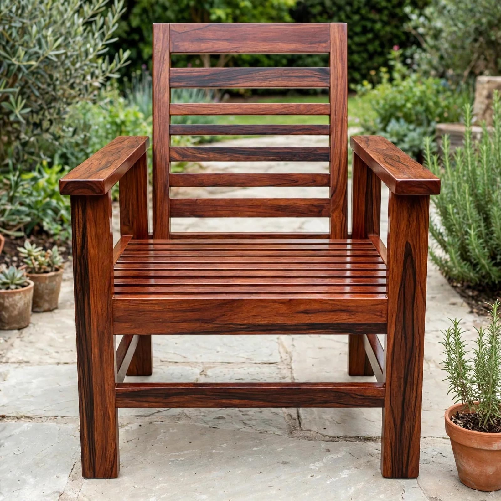 Sheesham Wood Outdoor Seating Chair - Honey Finish