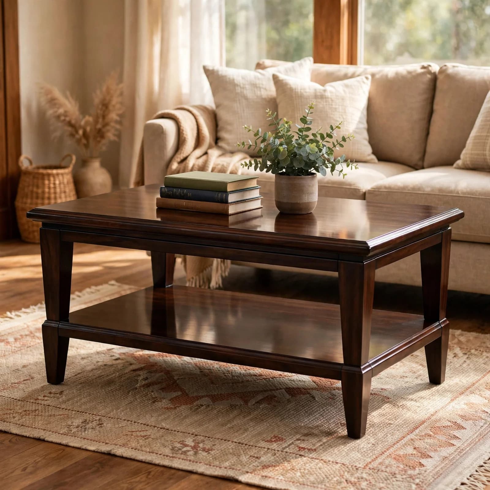 Sheesham Wood Rectangular Coffee Table - Walnut Finish