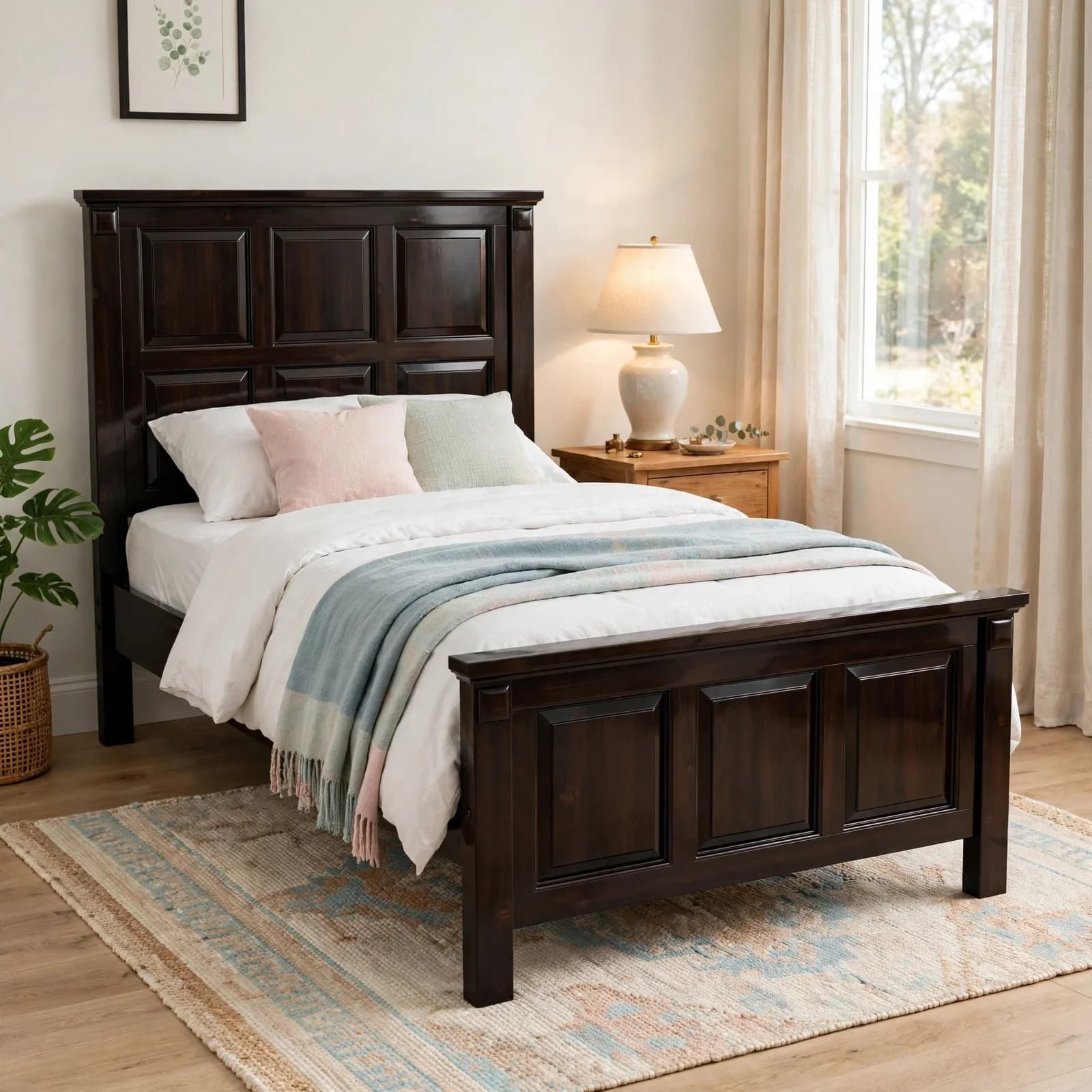 Sheesham Wood Single Bed - Walnut Finish