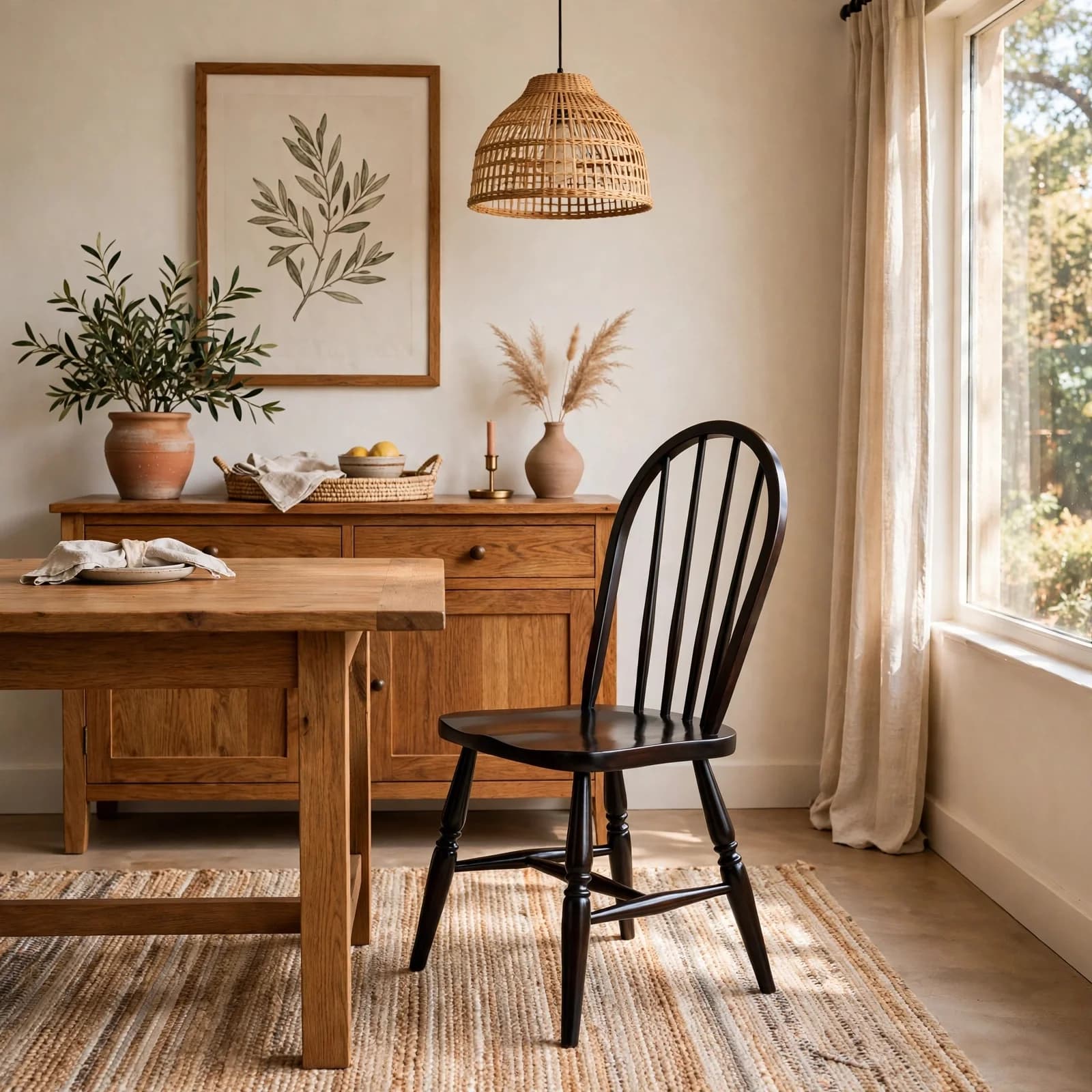 Sheesham Wood Windsor Chair - Walnut Finish