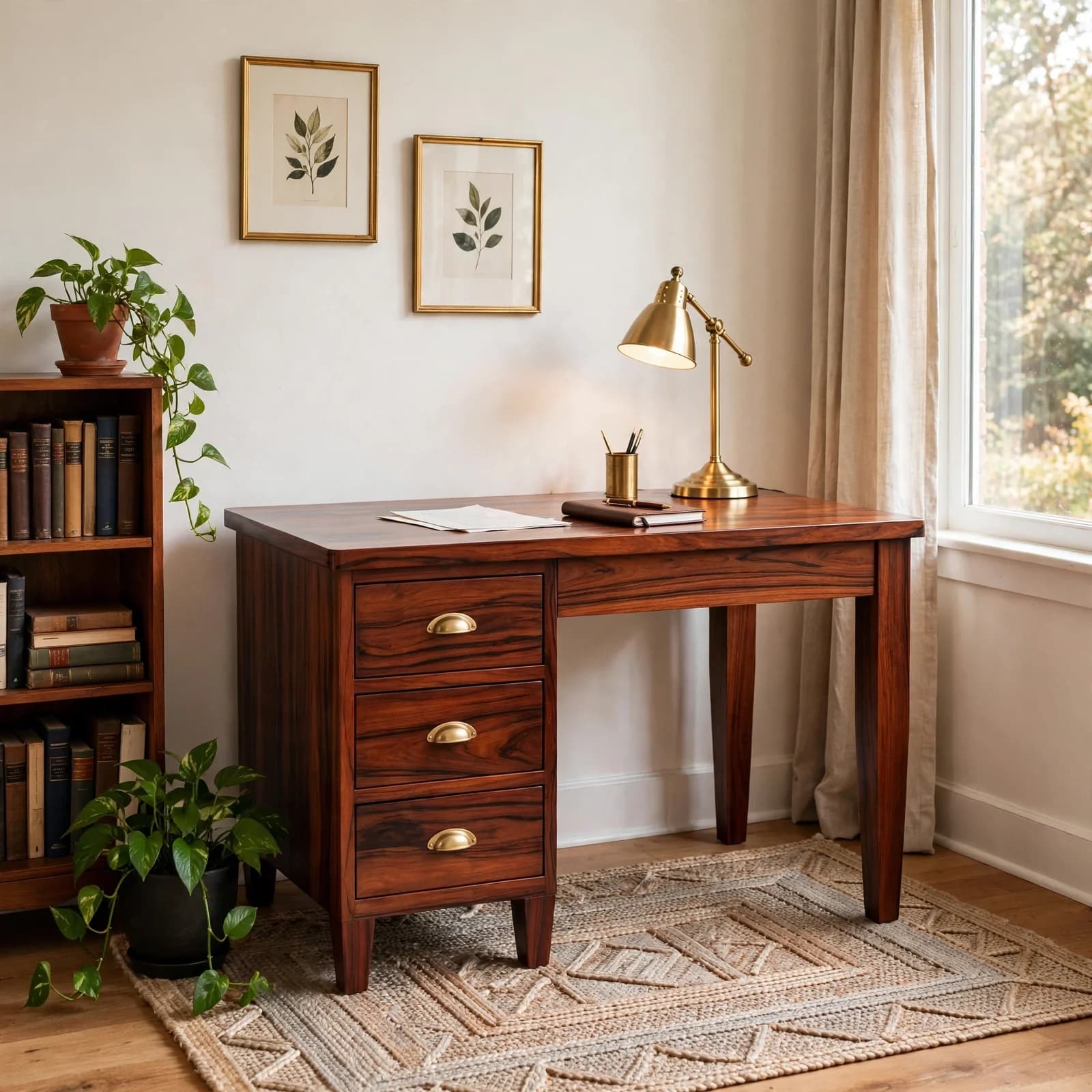 Sheesham Wood Writing Desk - Honey Finish
