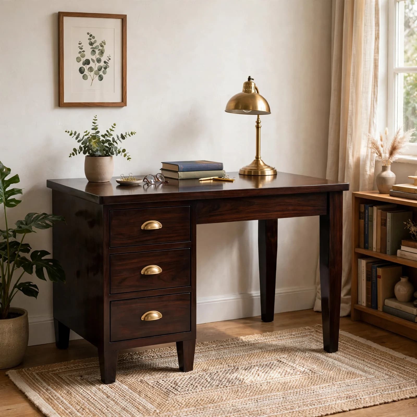 Sheesham Wood Writing Desk - Walnut Finish