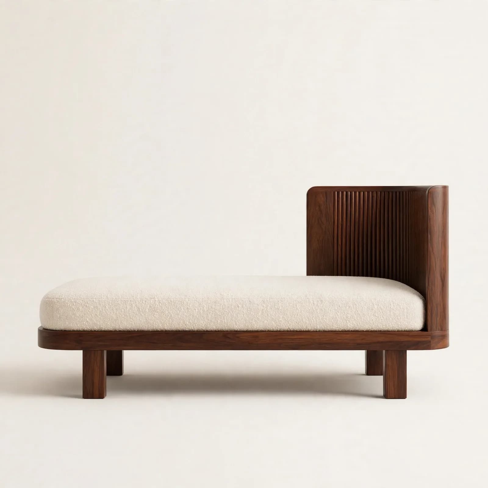 Fluted Contemporary Sheesham Wood Chaise Lounge