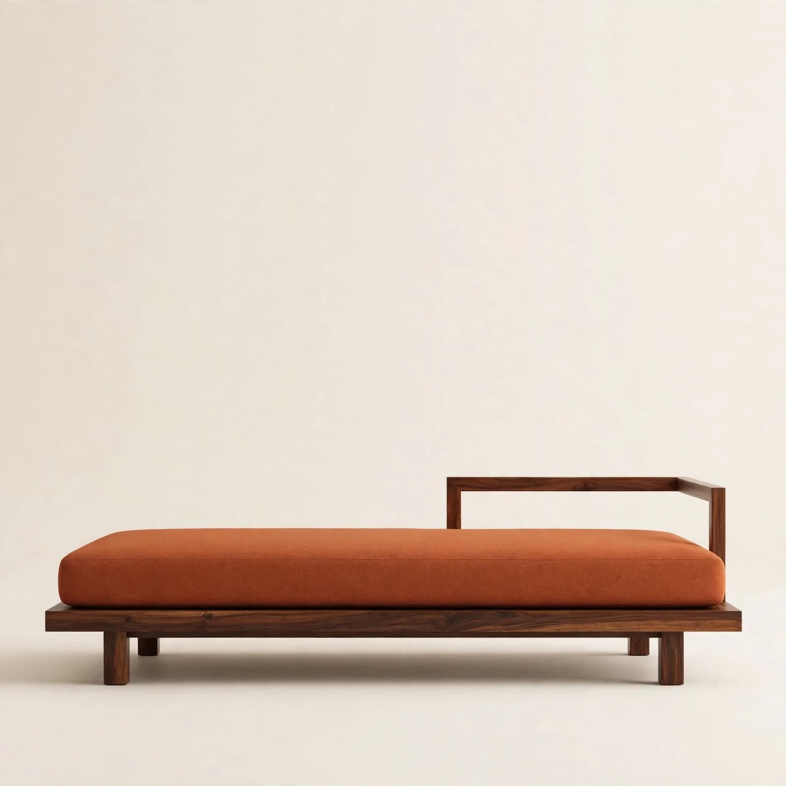Low Contemporary Sheesham Wood Chaise Lounge