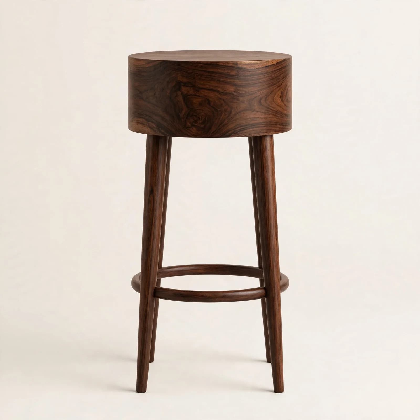 Drum Seat Modern Sheesham Wood Bar Stool