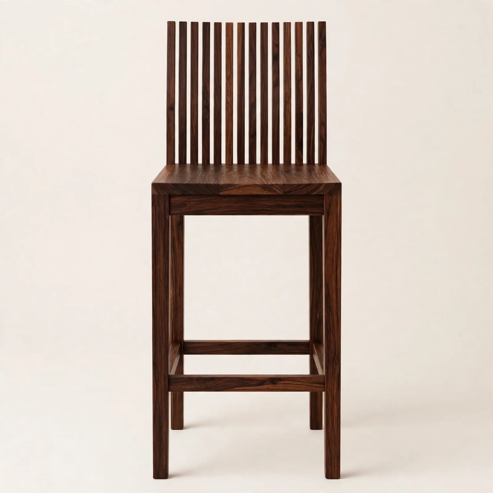 Fin Back Modern Sheesham Wood Bar Stool