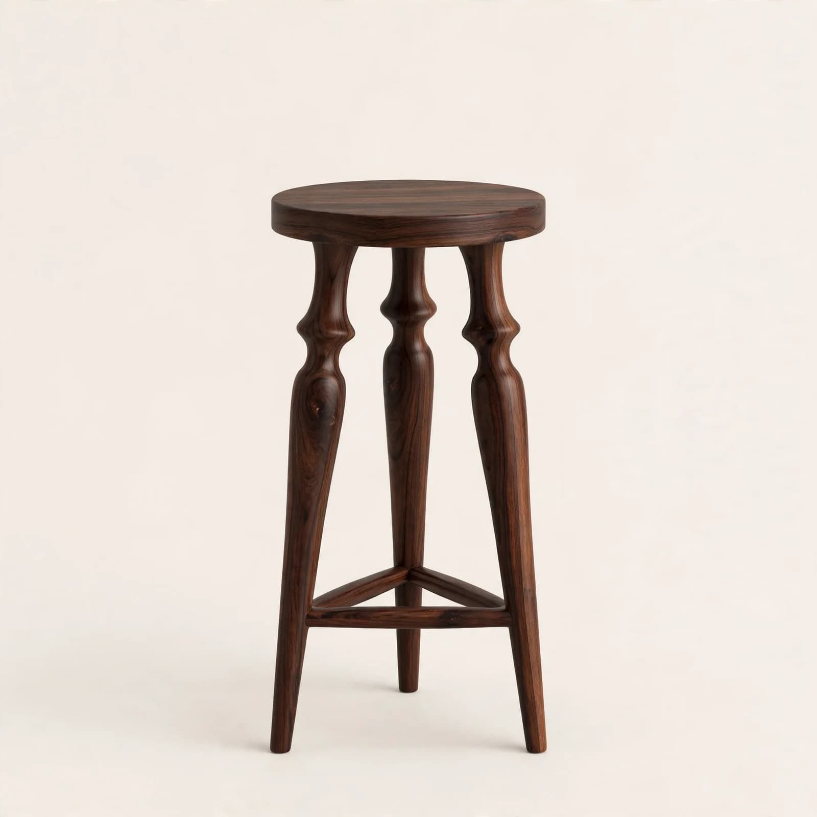 Tripod Turned Modern Sheesham Wood Bar Stool