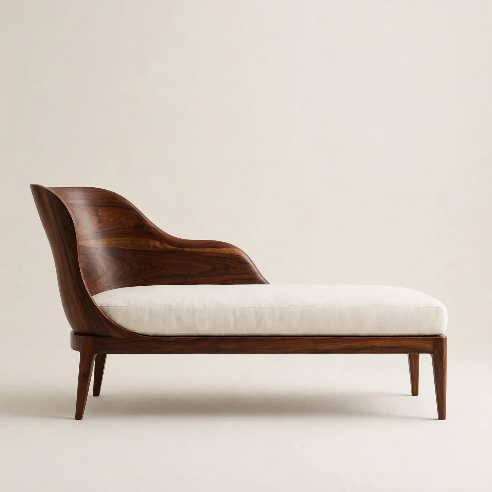 Wave Contemporary Sheesham Wood Chaise Lounge