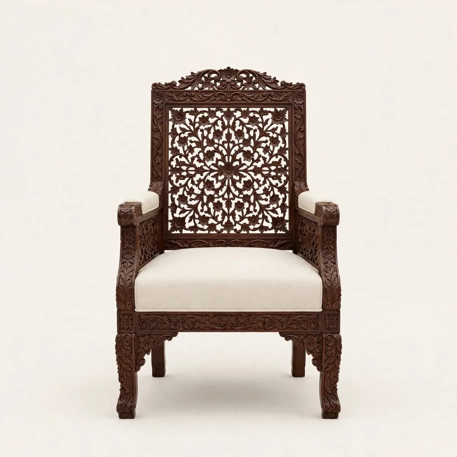 Royal Floral Classic Sheesham Wood Dining Armchair