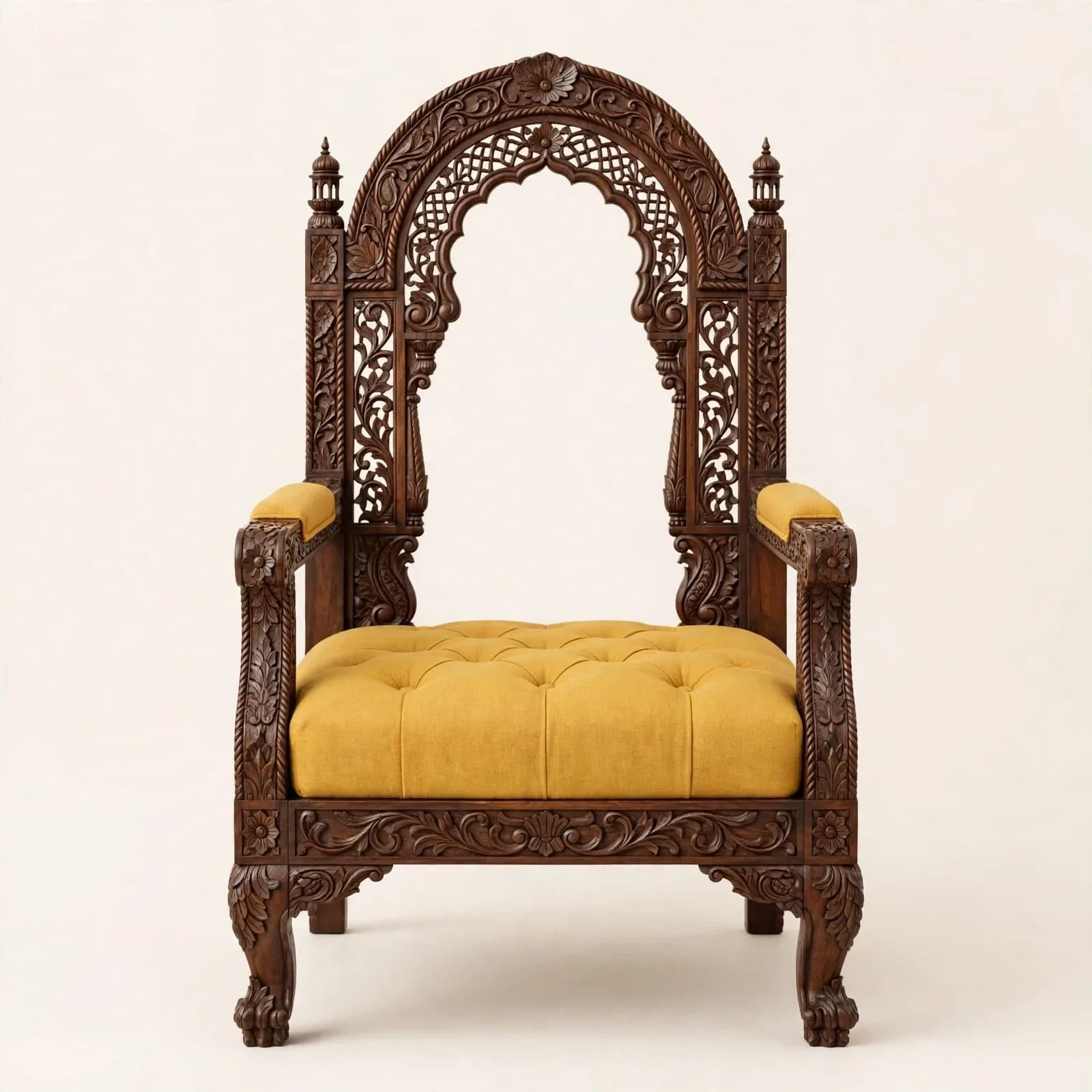Royal Jharokha Classic Sheesham Wood Dining Armchair