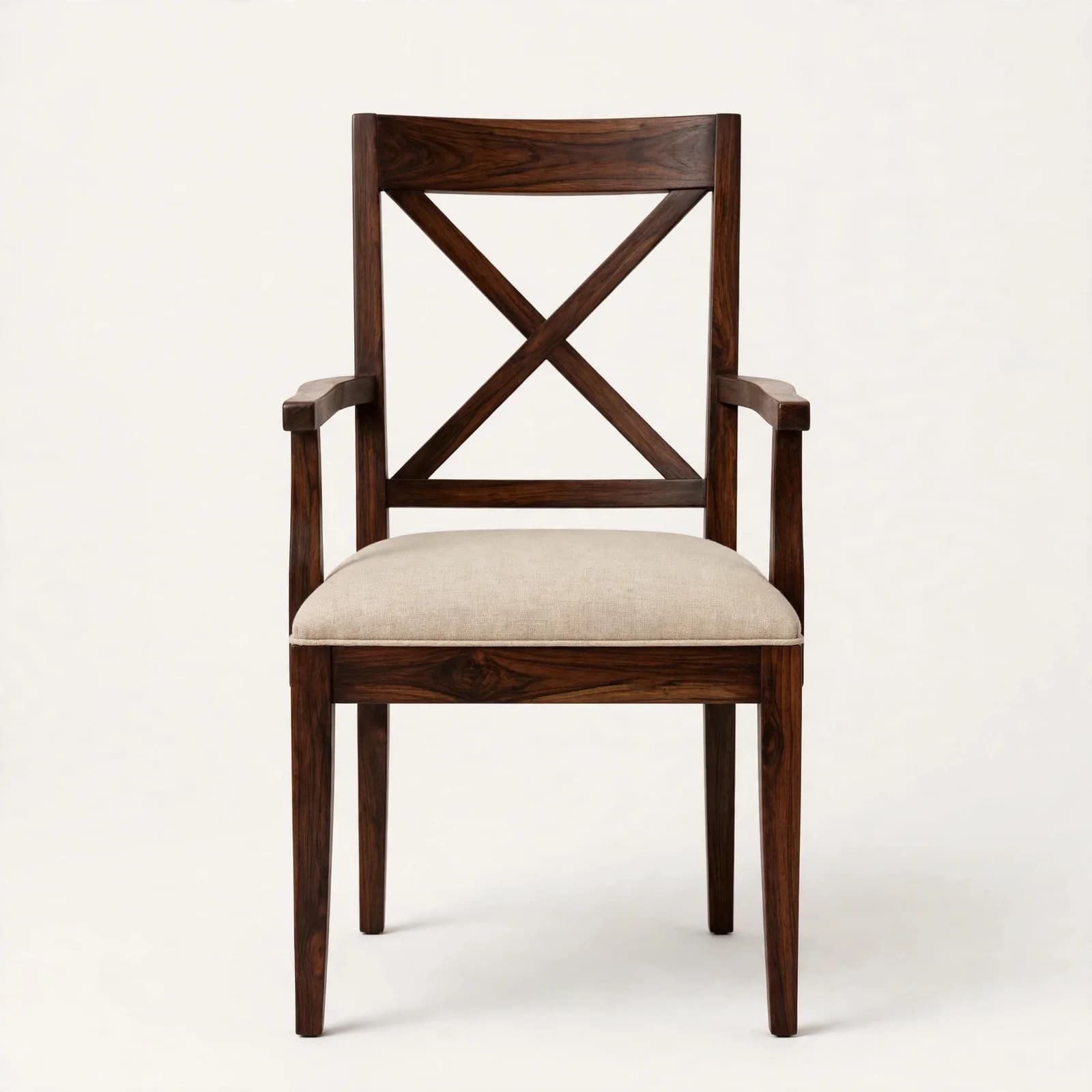 Cross Back Classic Sheesham Wood Dining Armchair