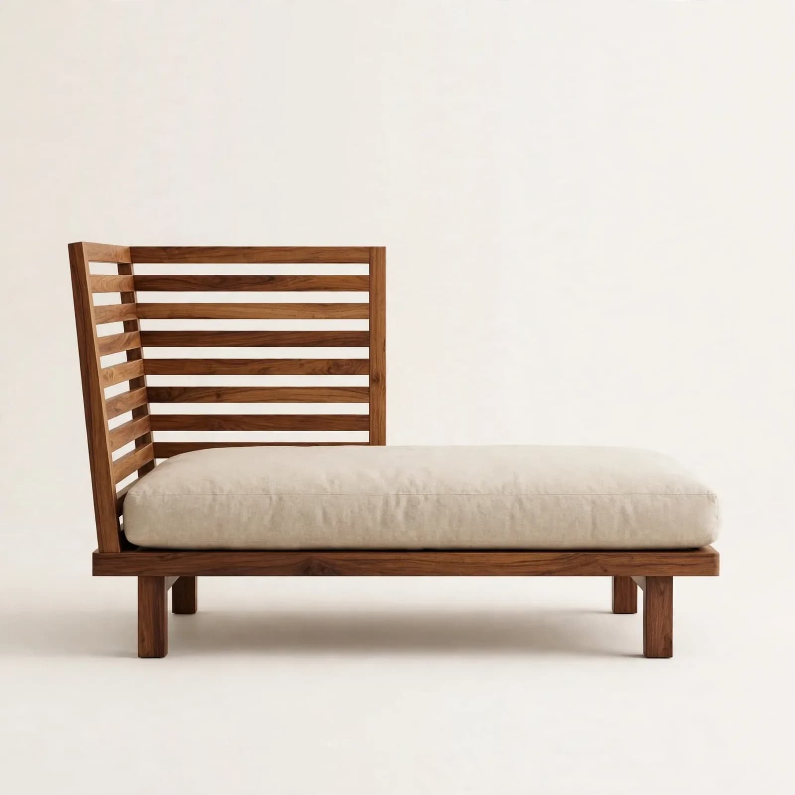 Slat Contemporary Sheesham Wood Chaise Lounge