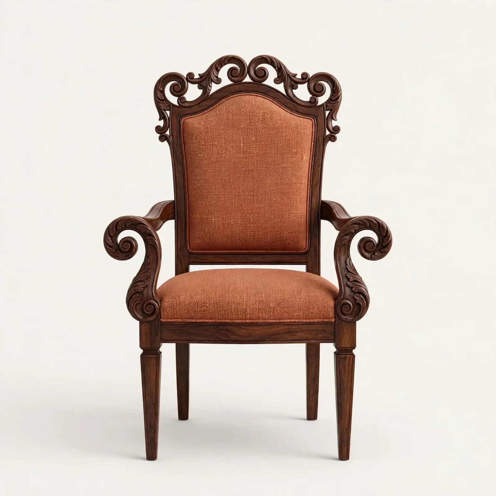 Scroll Arm Classic Sheesham Wood Dining Armchair