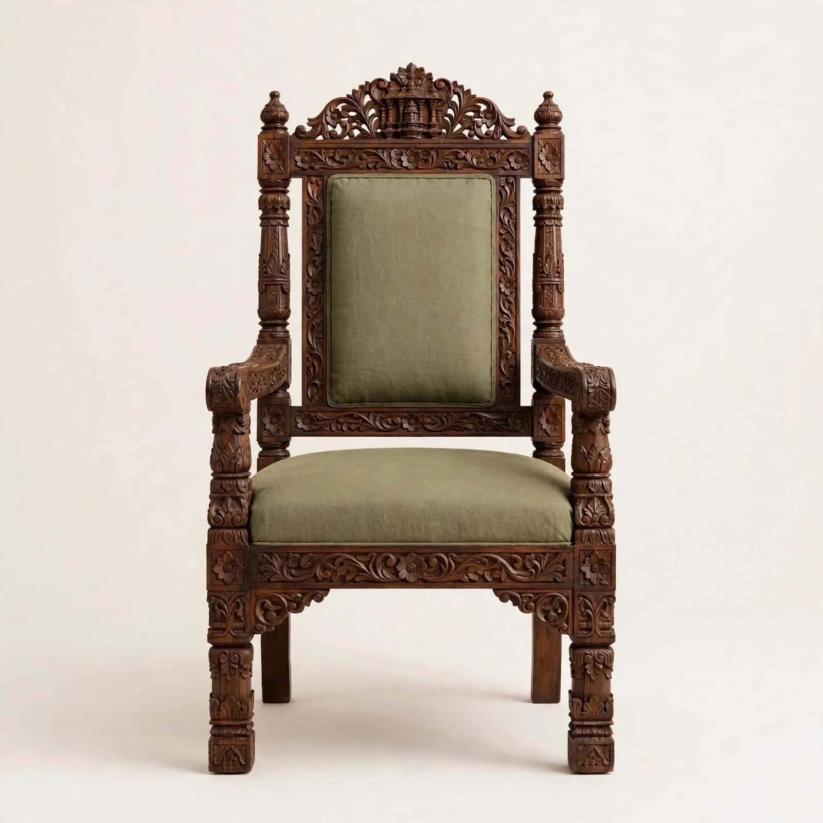 Royal Pillar Classic Sheesham Wood Dining Armchair