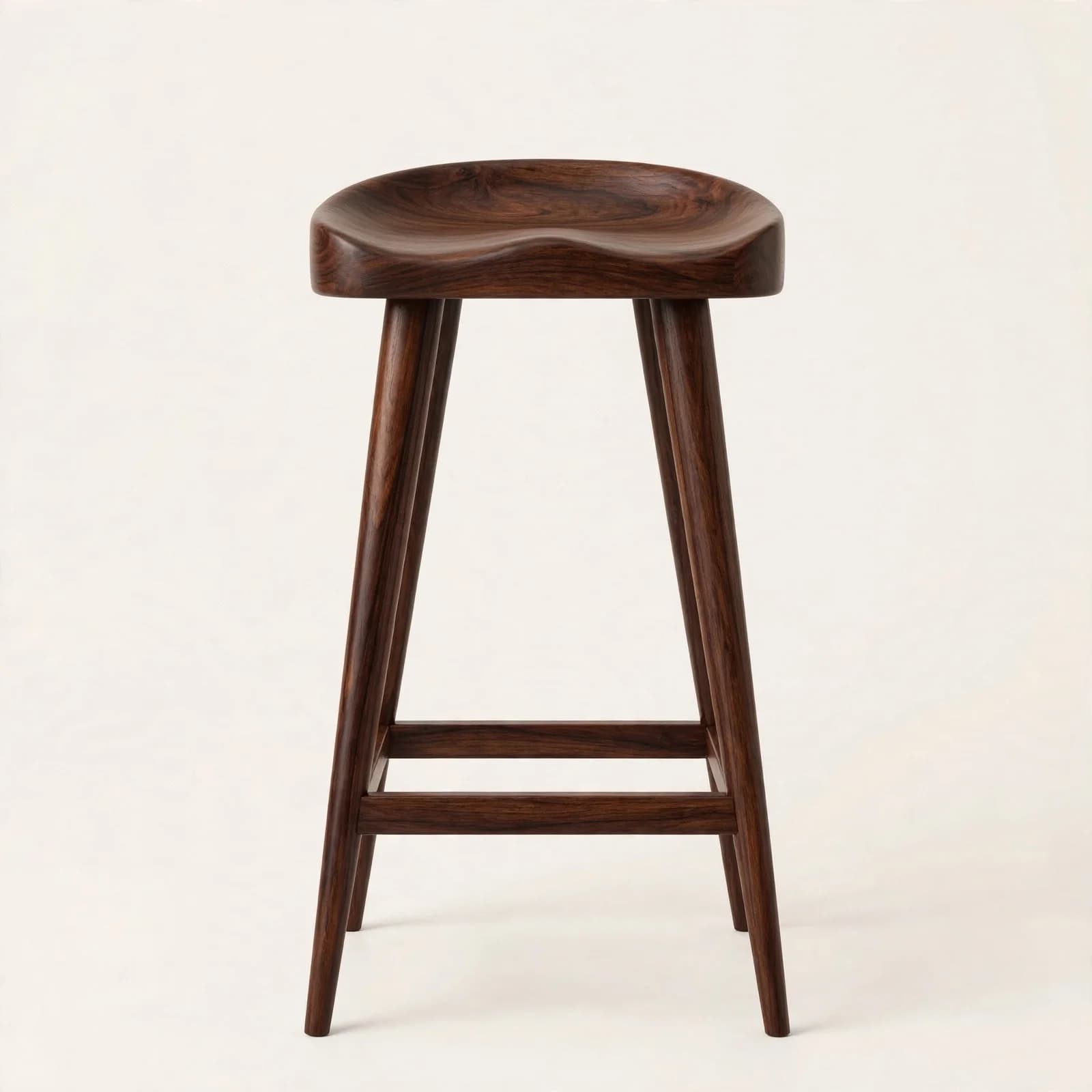 Sculpted Saddle Modern Sheesham Wood Counter Stool