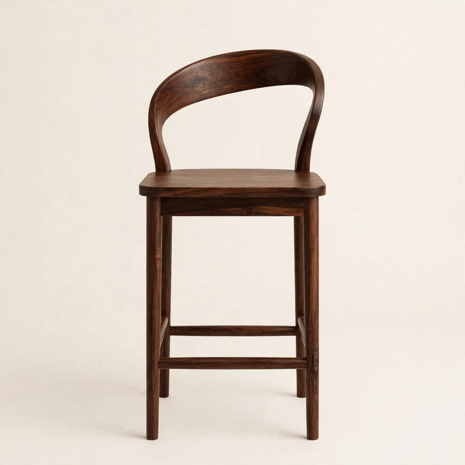 Ribbon Back Modern Sheesham Wood Counter Stool
