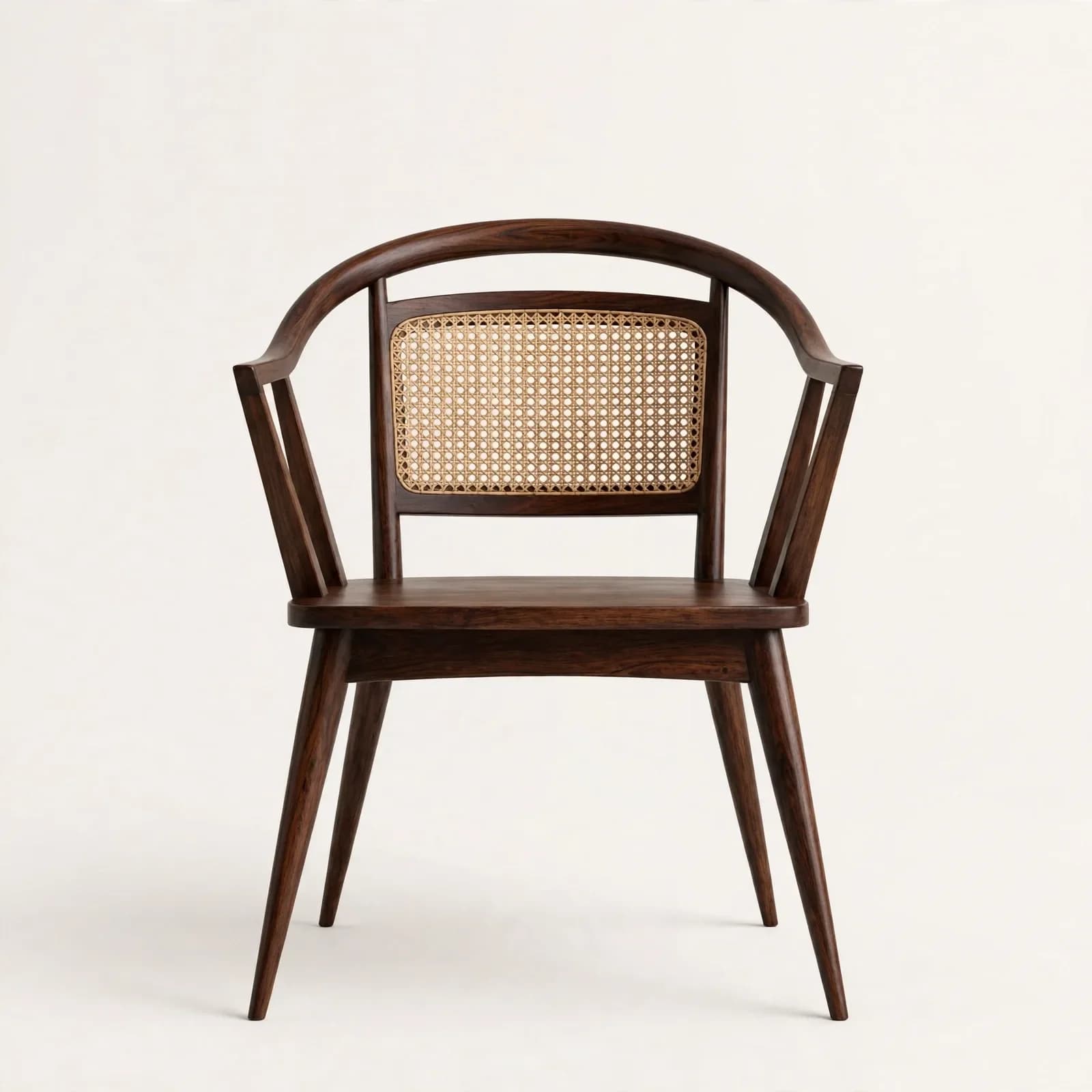 Curved Rail Cane Classic Sheesham Wood Dining Chair