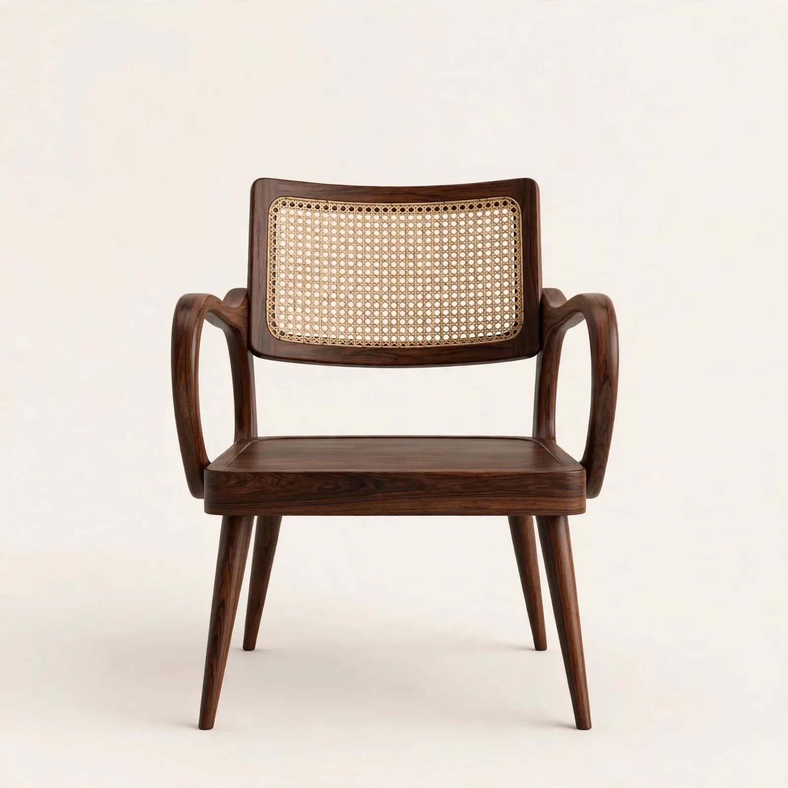 Mid Century Cane Classic Sheesham Wood Dining Chair