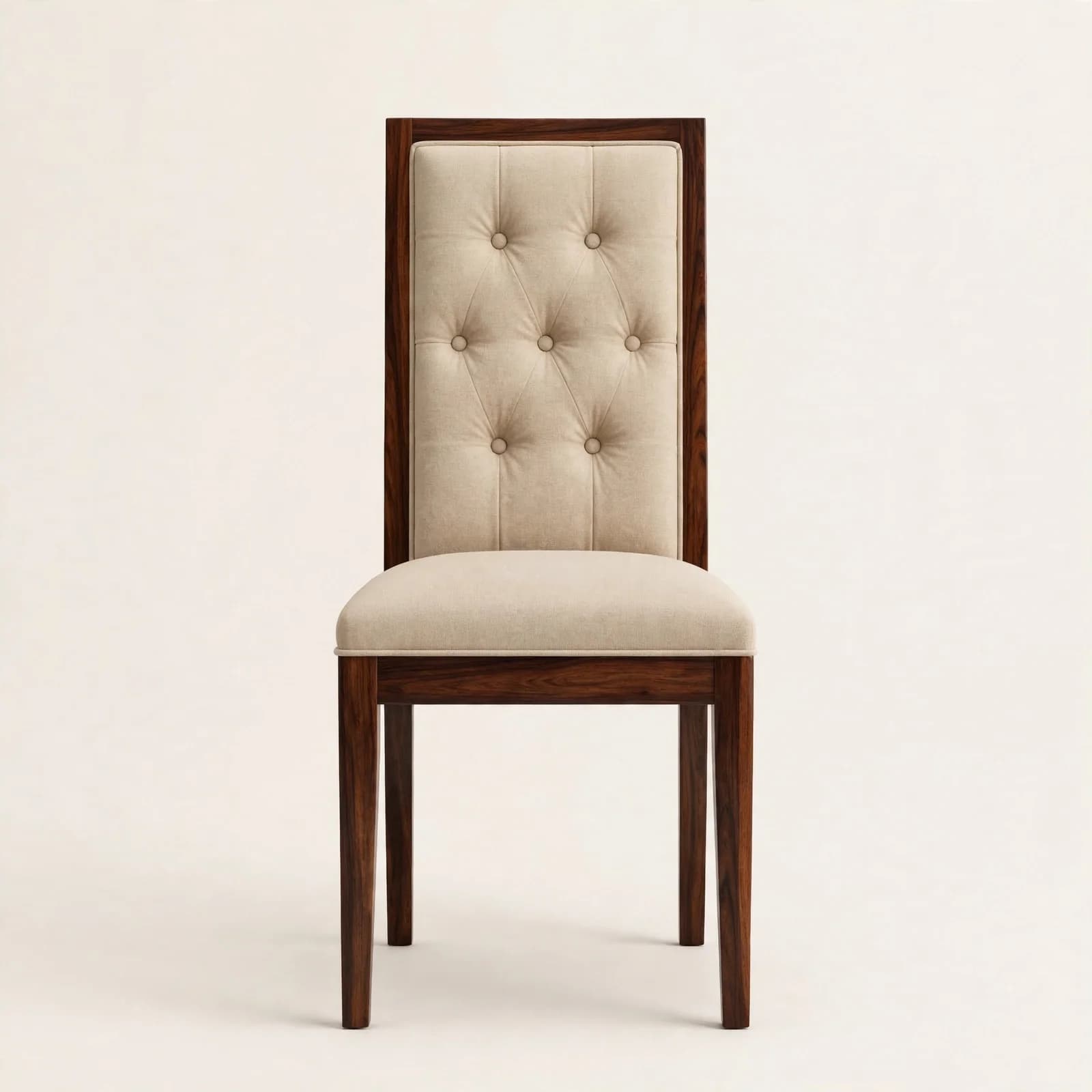 Tufted Back Classic Sheesham Wood Dining Chair