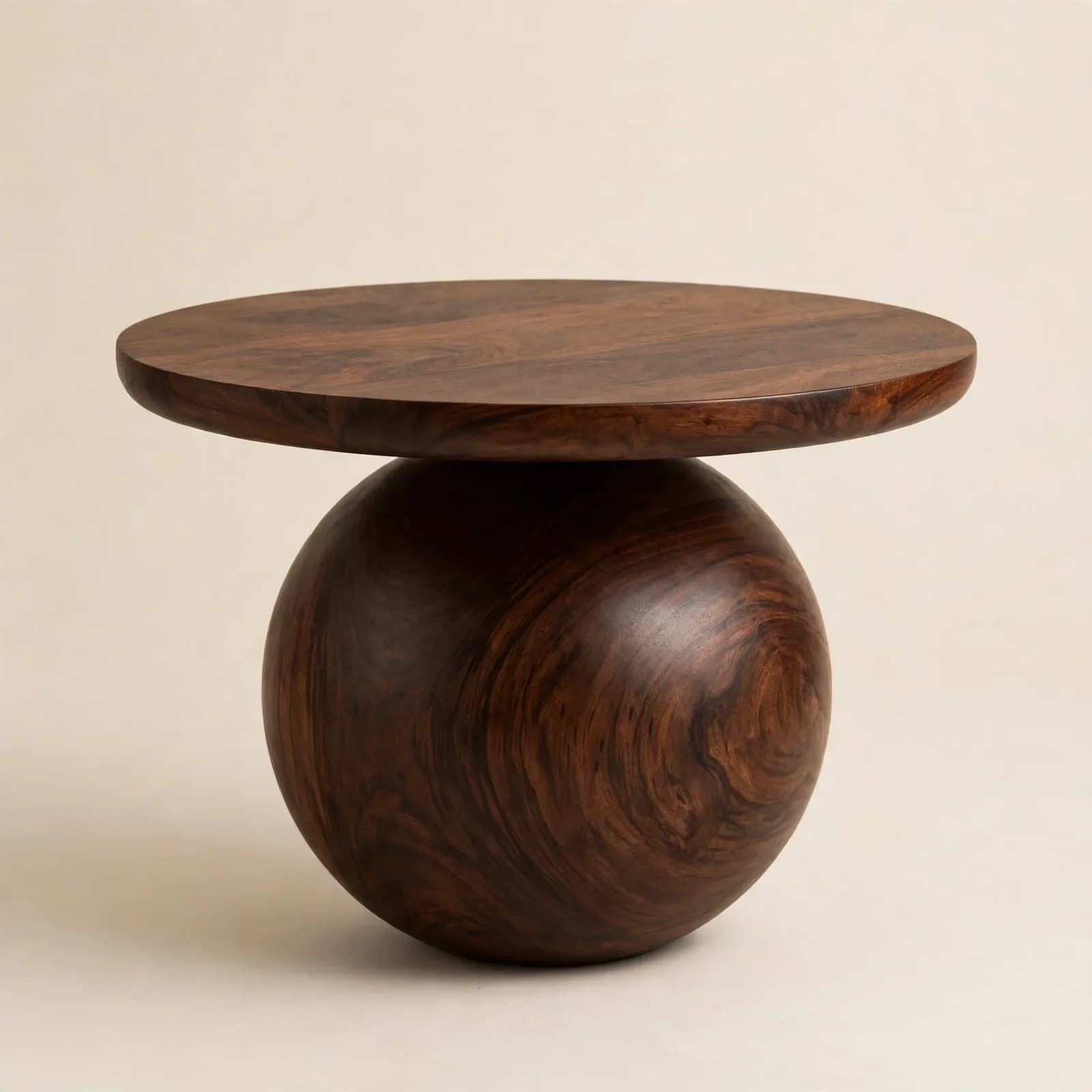 Sphere Modern Sheesham Wood Side Table