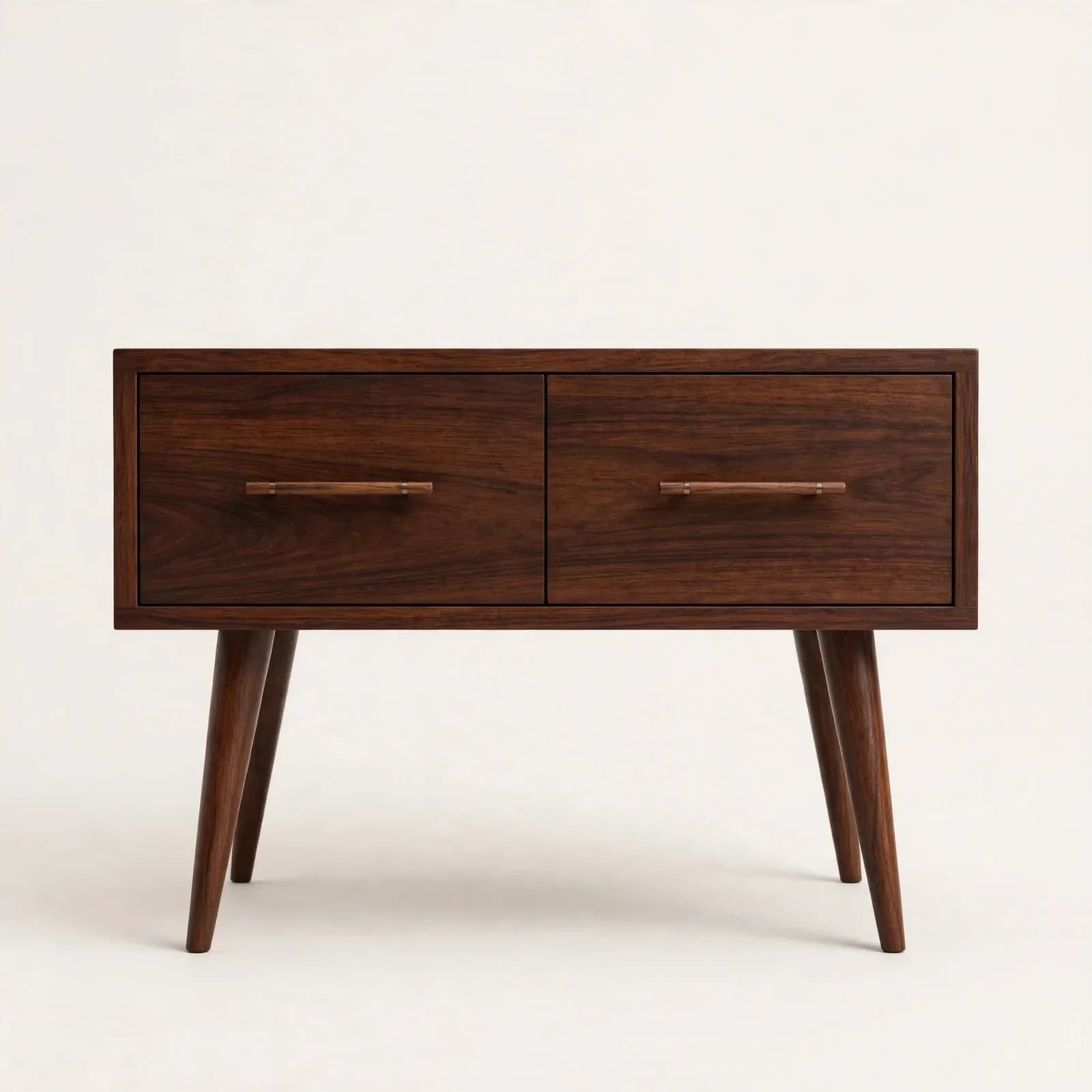 Midcentury Modern Sheesham Wood Side Table with Drawers