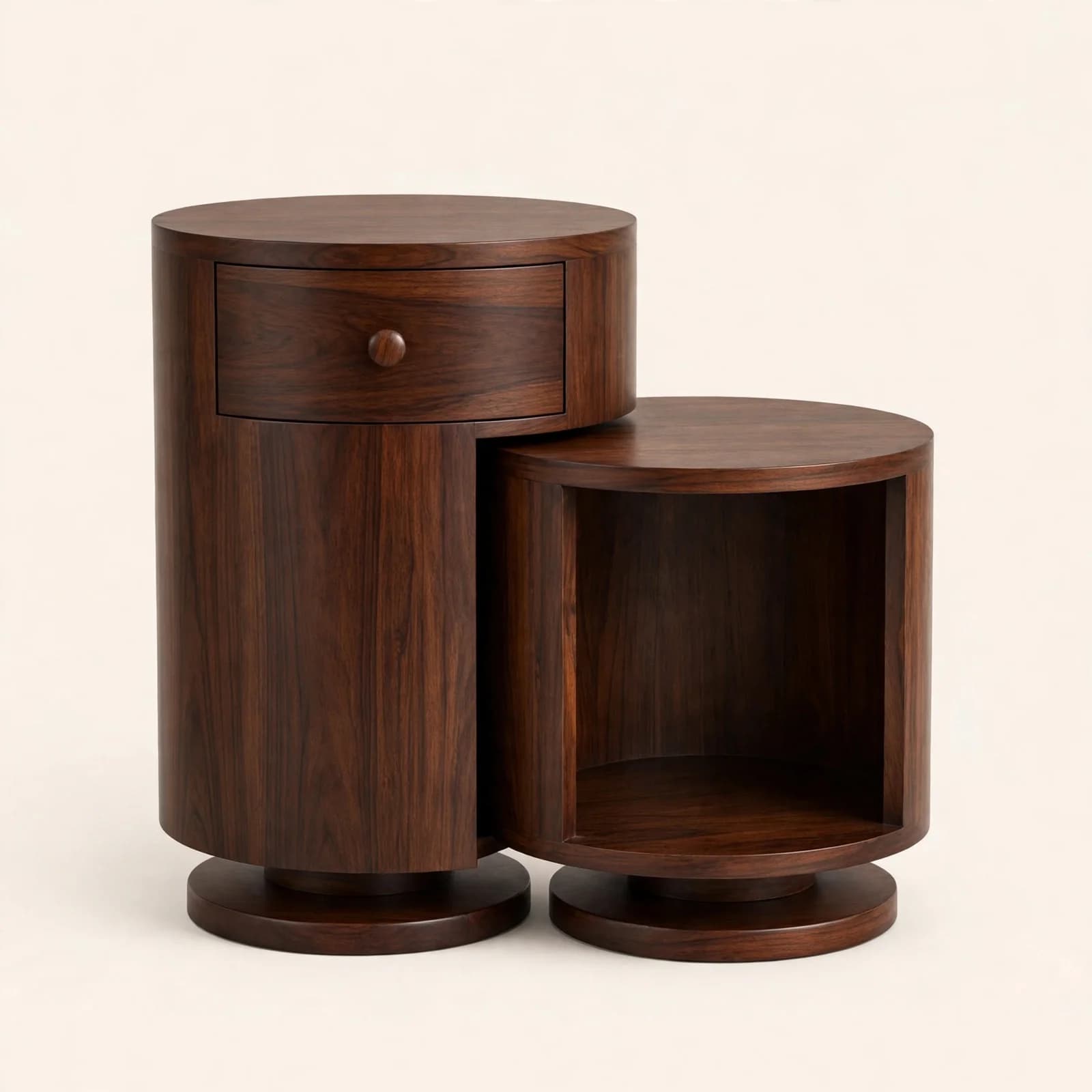 Nesting Modern Sheesham Wood Side Table with Drawers
