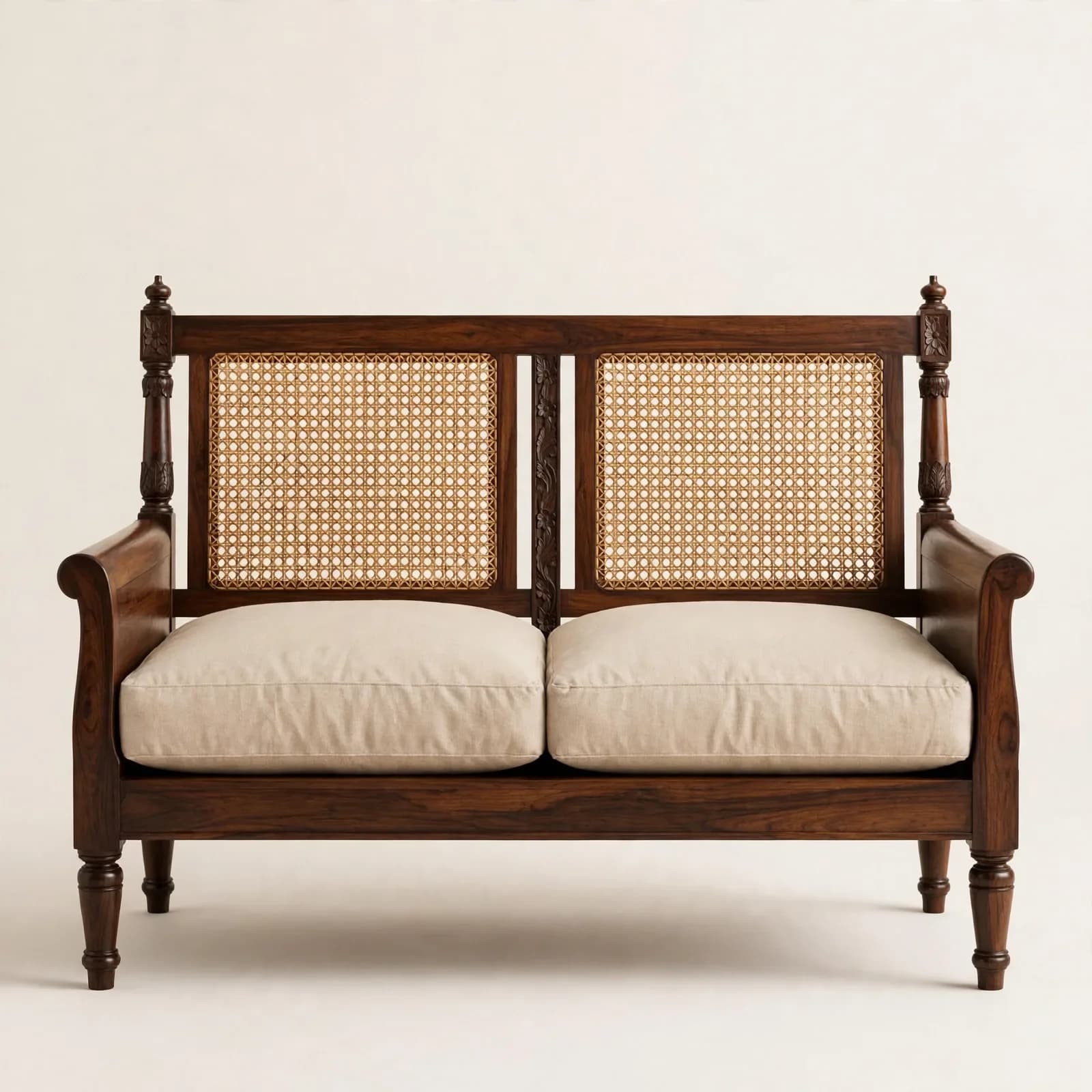Lattice Cane Back Sheesham Wood 2 Seater Sofa