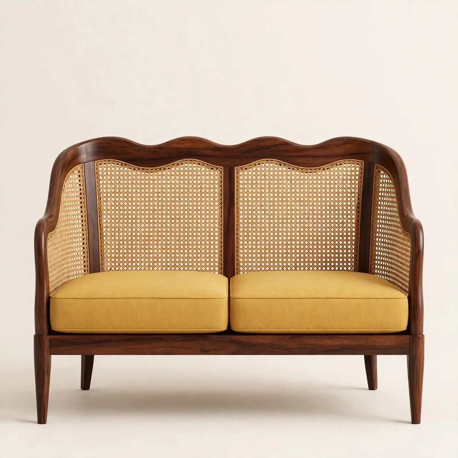 Tropical Cane Back Sheesham Wood 2 Seater Sofa