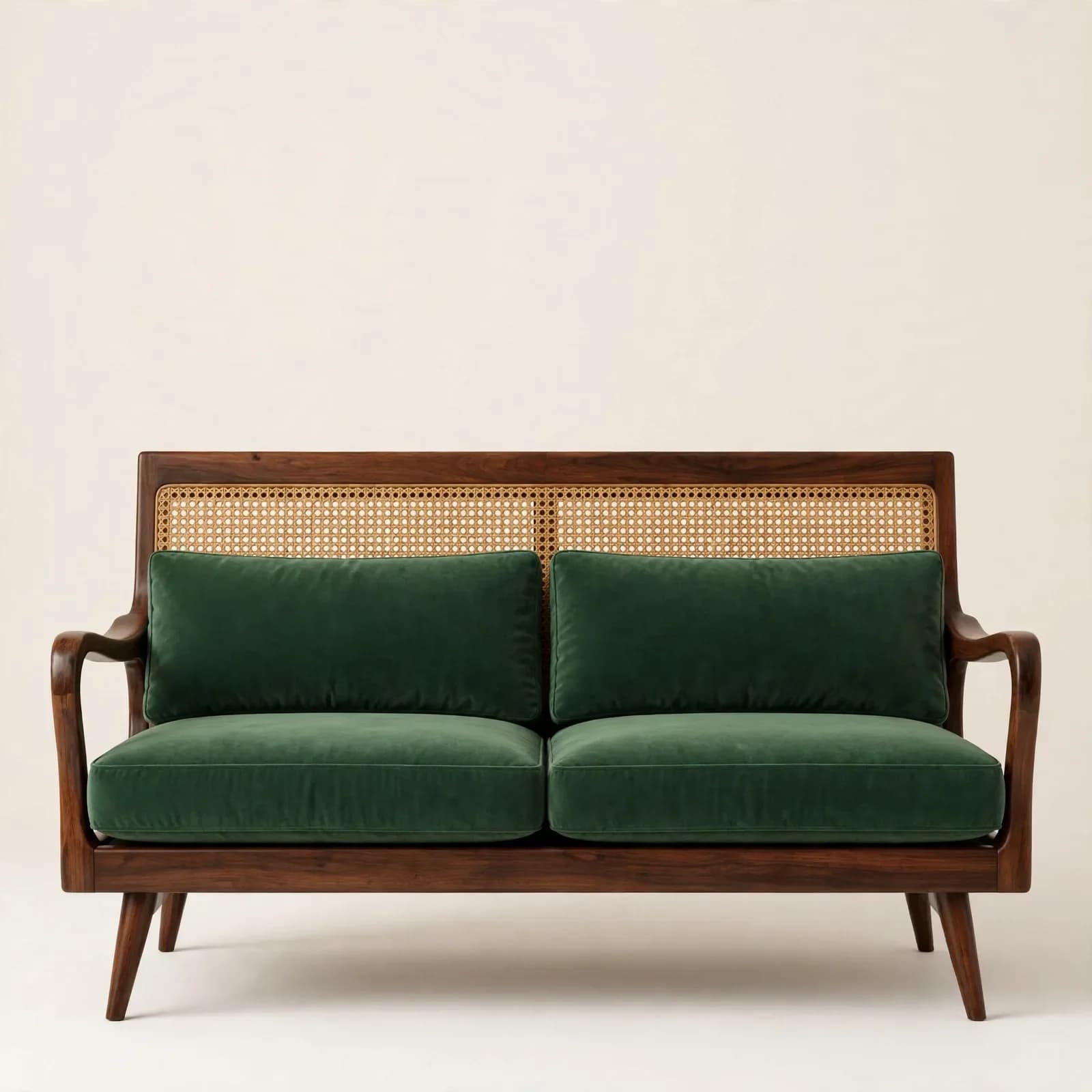 Lounge Mid-Century Sheesham Wood 2 Seater Sofa