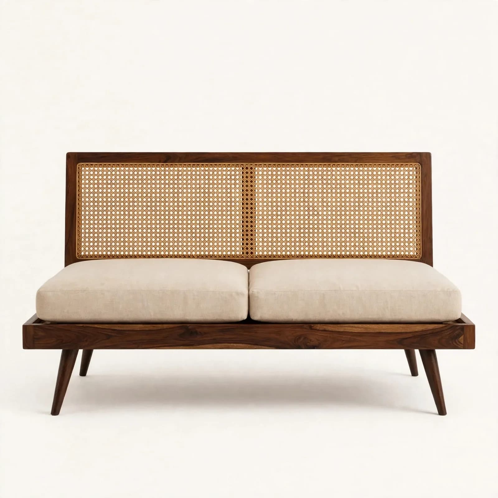 Daybed Mid-Century Sheesham Wood 2 Seater Sofa