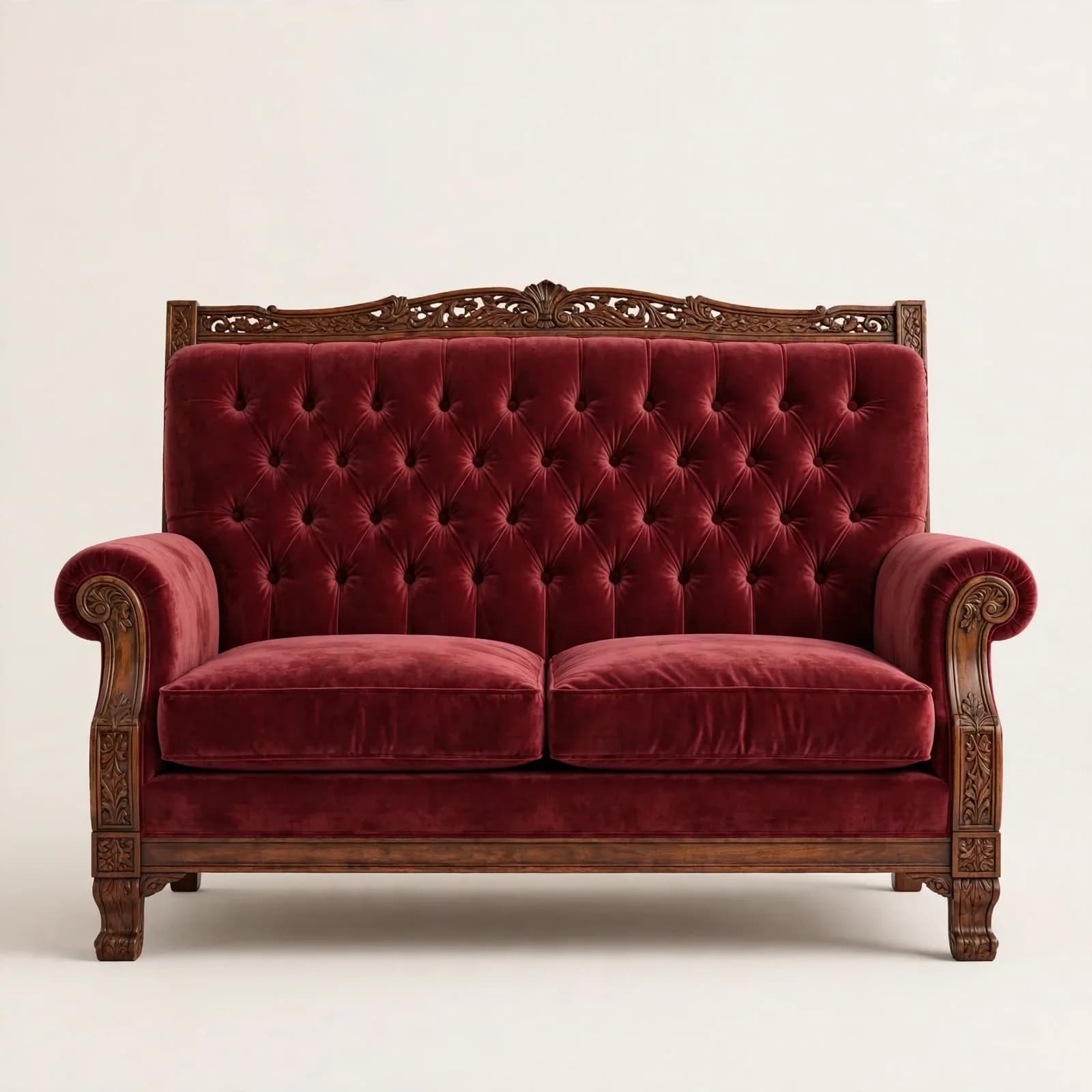 Victorian Classic Sheesham Wood 2 Seater Sofa