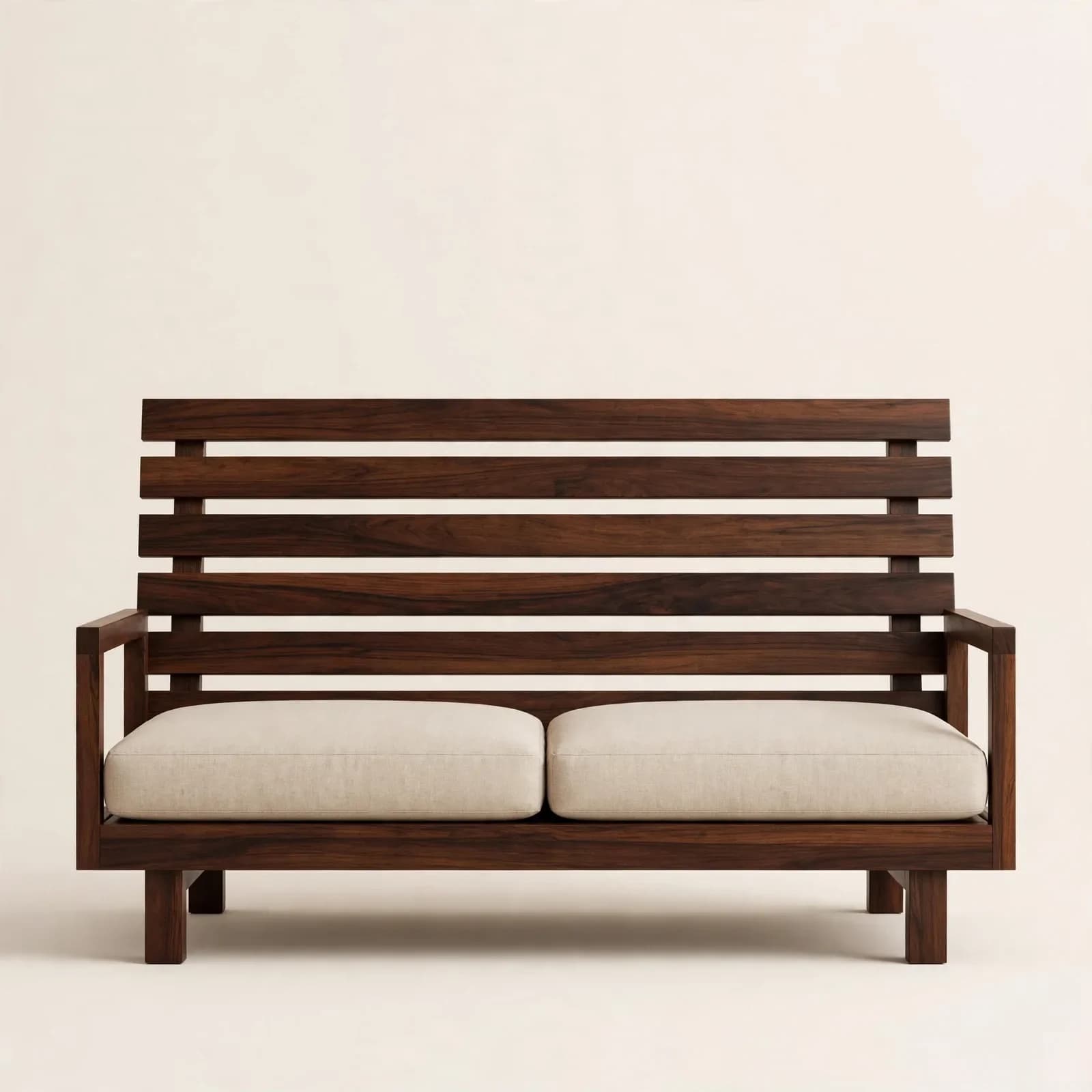 Slat Contemporary Sheesham Wood 2 Seater Sofa