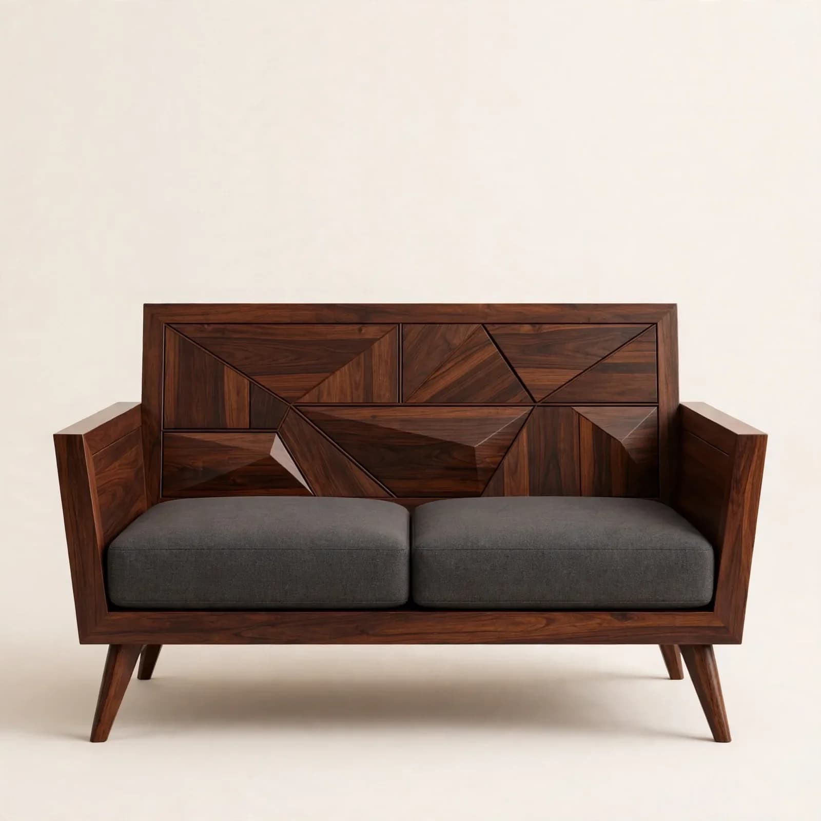 Geo Contemporary Sheesham Wood 2 Seater Sofa