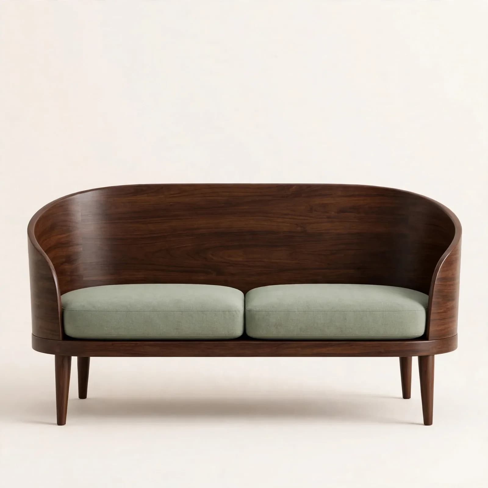 Curve Contemporary Sheesham Wood 2 Seater Sofa
