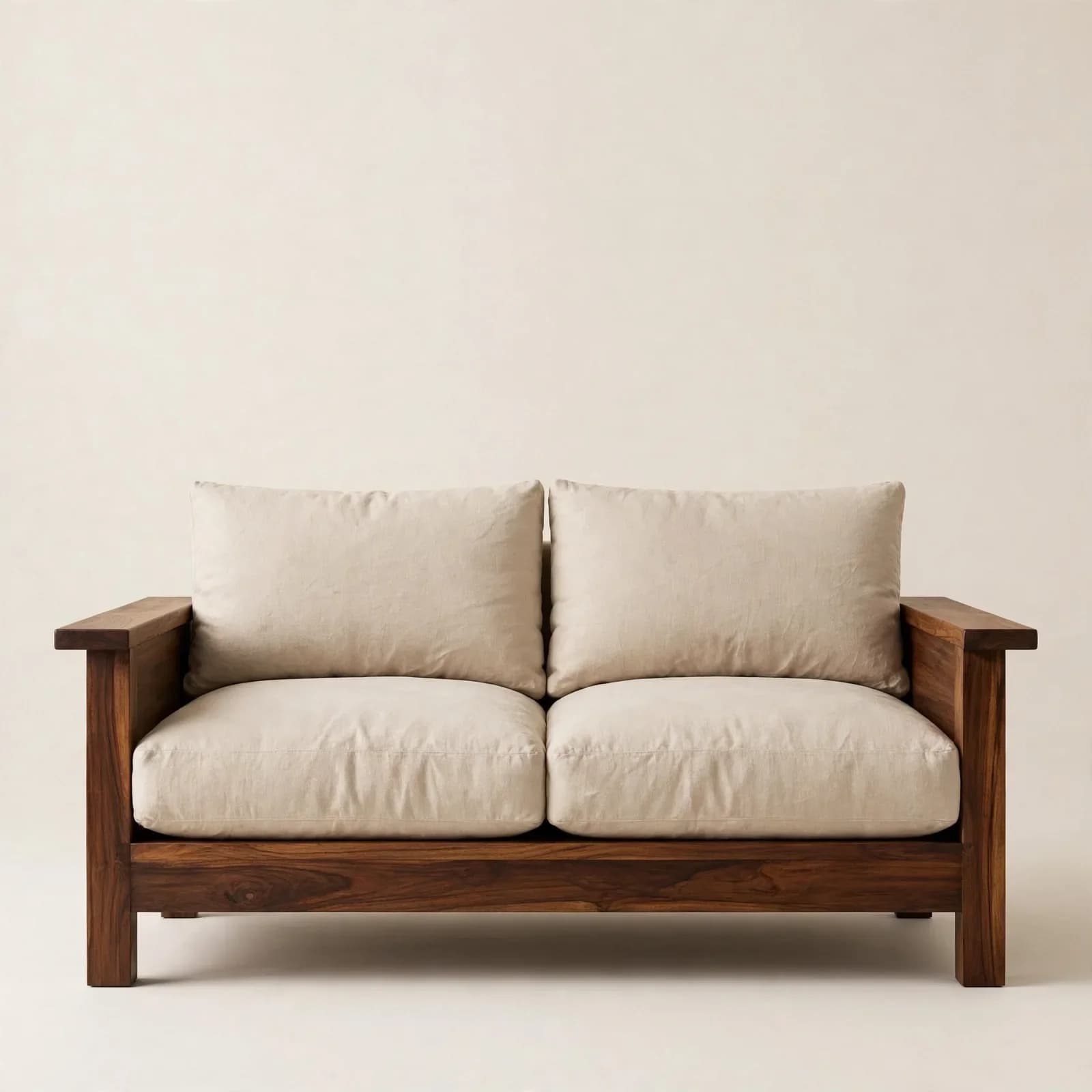Japandi Designer Sheesham Wood 2 Seater Sofa