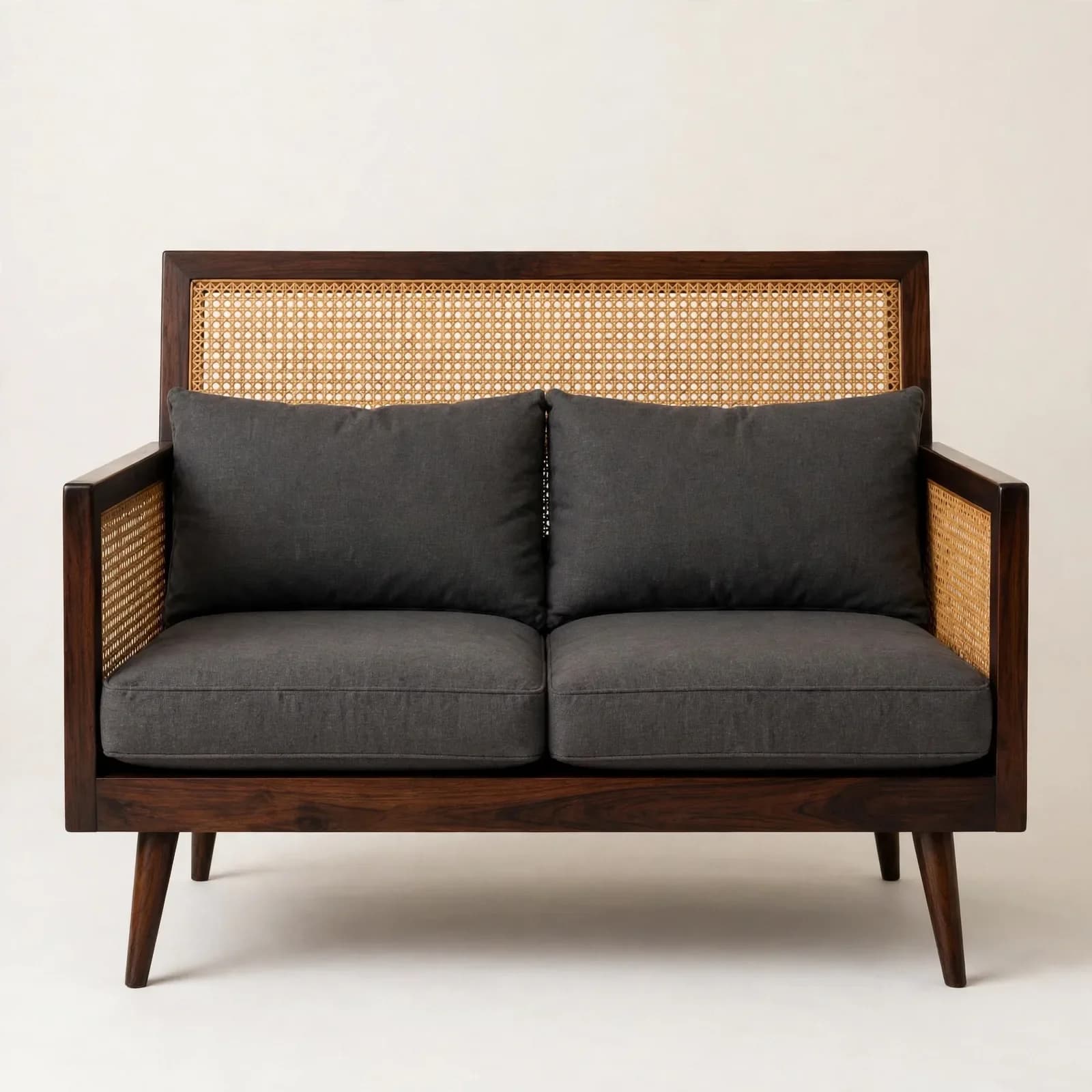 Tuxedo Mid-Century Sheesham Wood 2 Seater Sofa