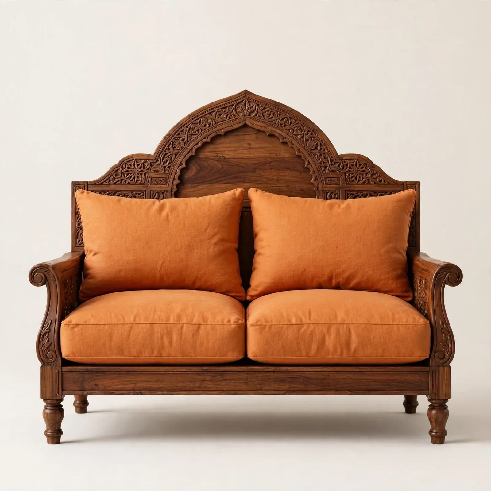 Moroccan Designer Sheesham Wood 2 Seater Sofa