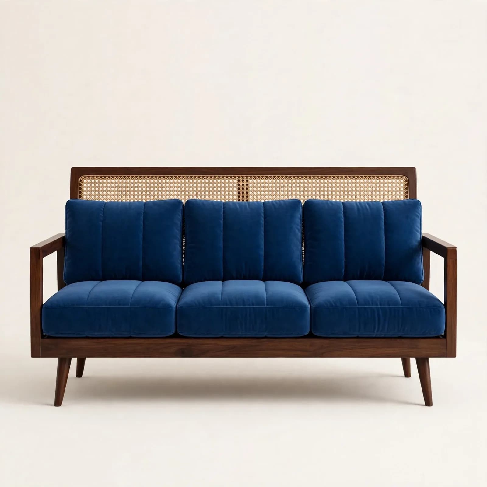 Channel Mid-Century Sheesham Wood 3 Seater Sofa