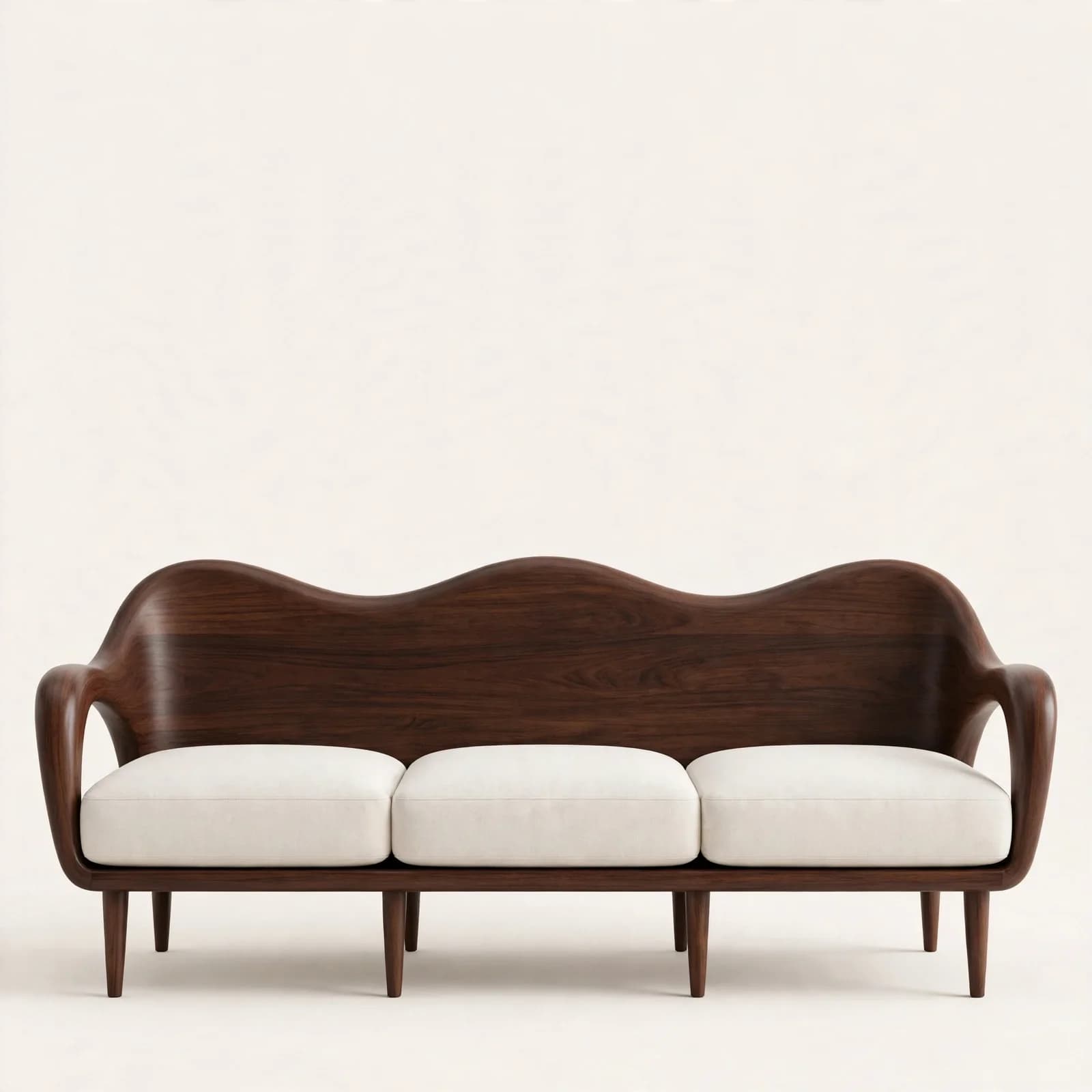 Wave Contemporary Sheesham Wood 3 Seater Sofa