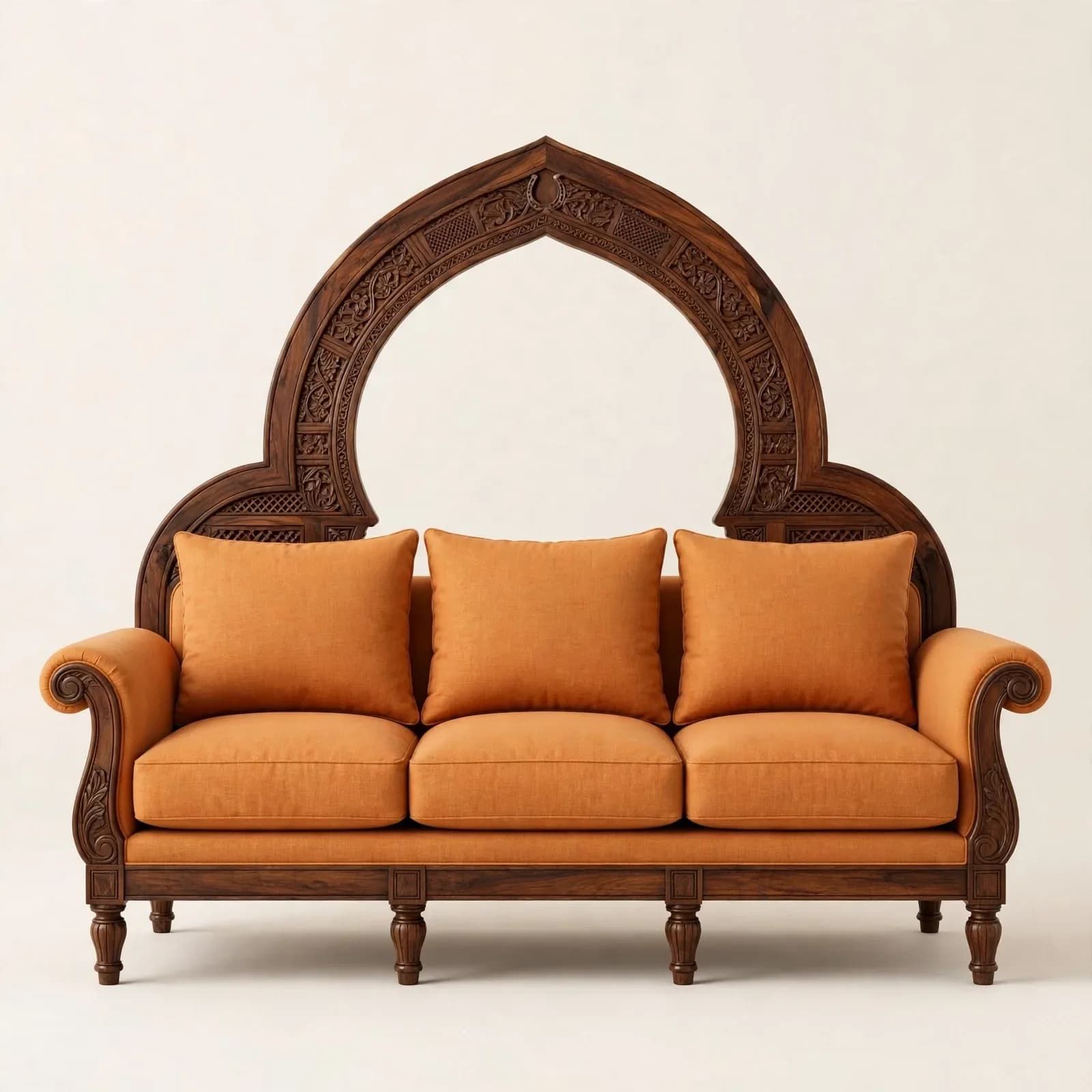 Moroccan Designer Sheesham Wood 3 Seater Sofa