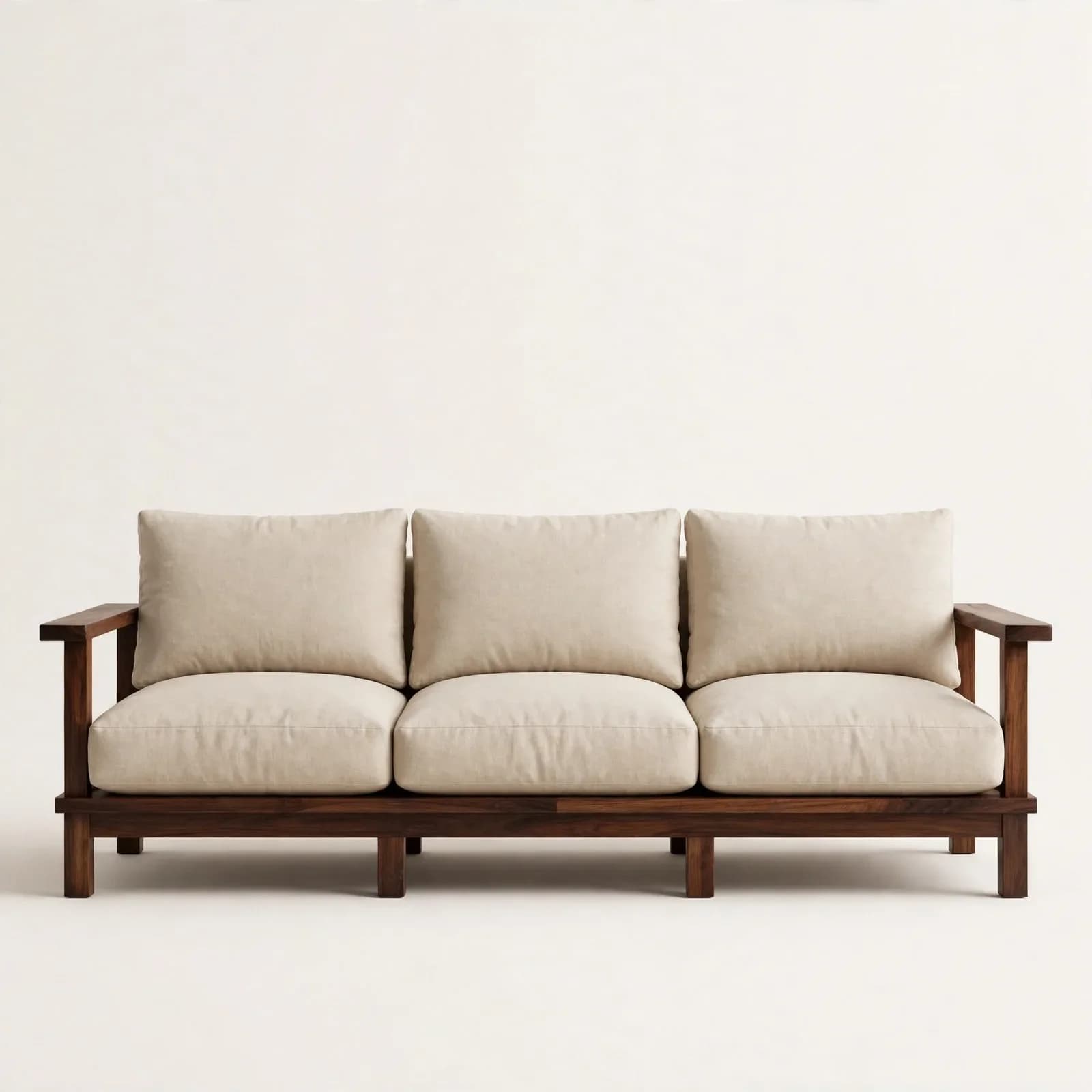 Japandi Designer Sheesham Wood 3 Seater Sofa